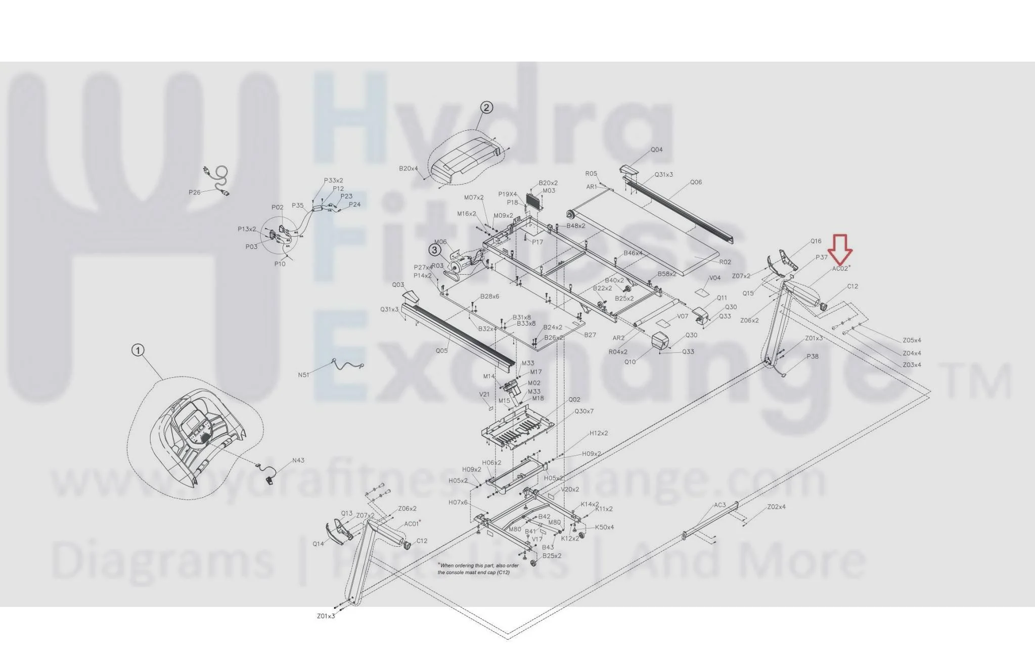 Horizon Fitness TM726 TM492 Treadmill Right Console Mast Set Semi Assembly 1000460097 - Image 3