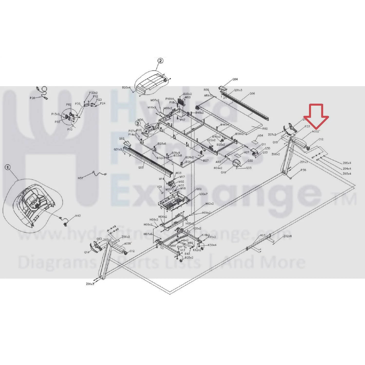 Horizon Fitness TM726 Treadmill Right Console Mast Set Semi Assembly 1000460097 - Image 3