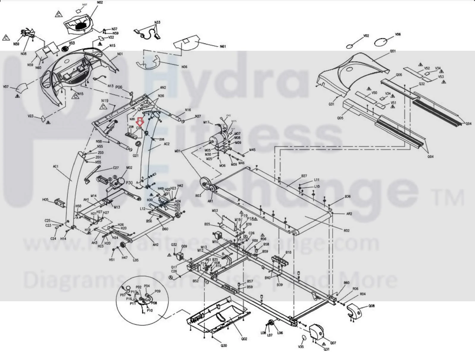 Horizon Fitness Treadmill Right Mast Strengthen Tube 014893-AA - Image 3