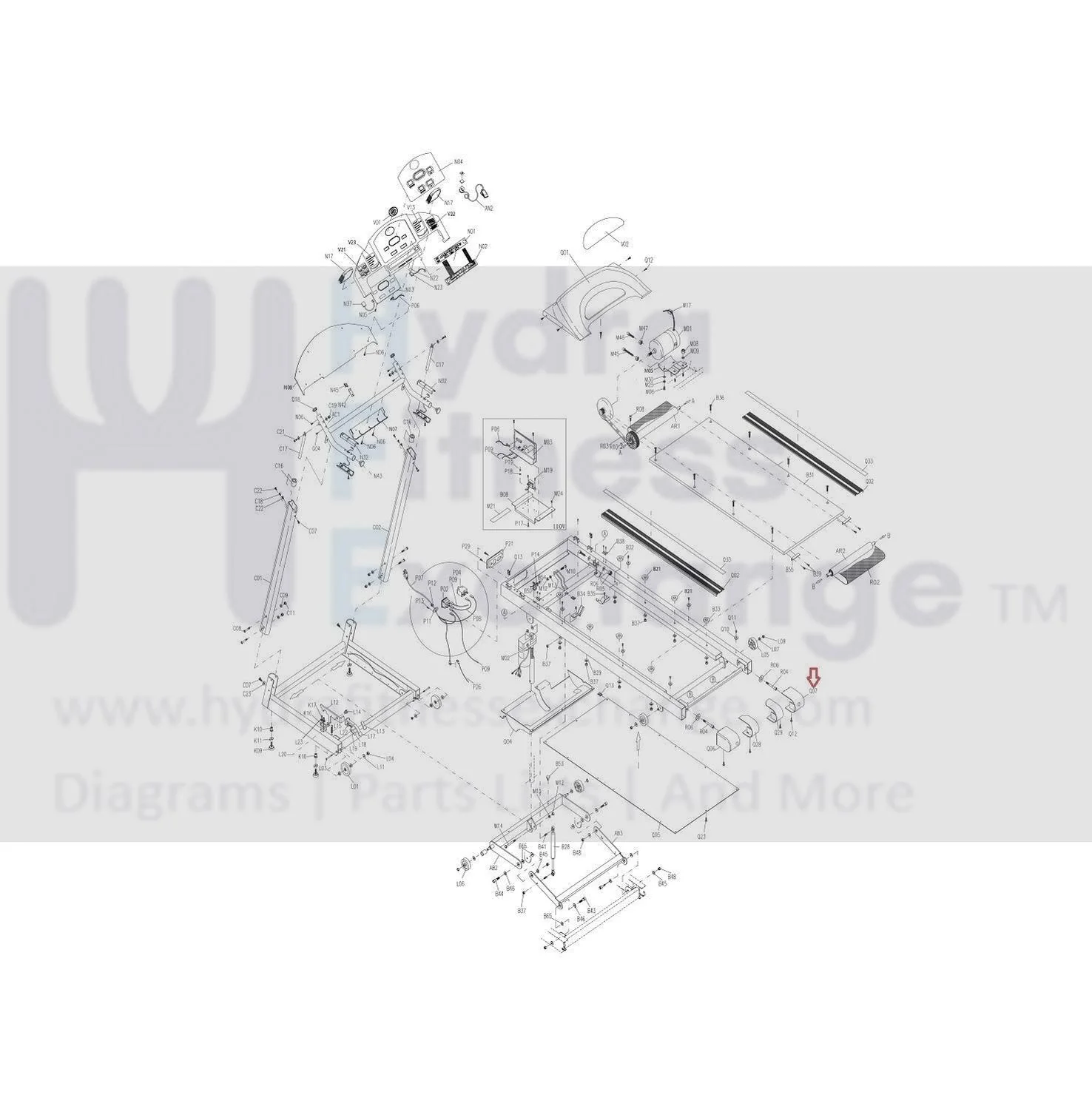 Horizon Fitness Treadmill Right Side Rail End Cap 000388-DB - Image 3