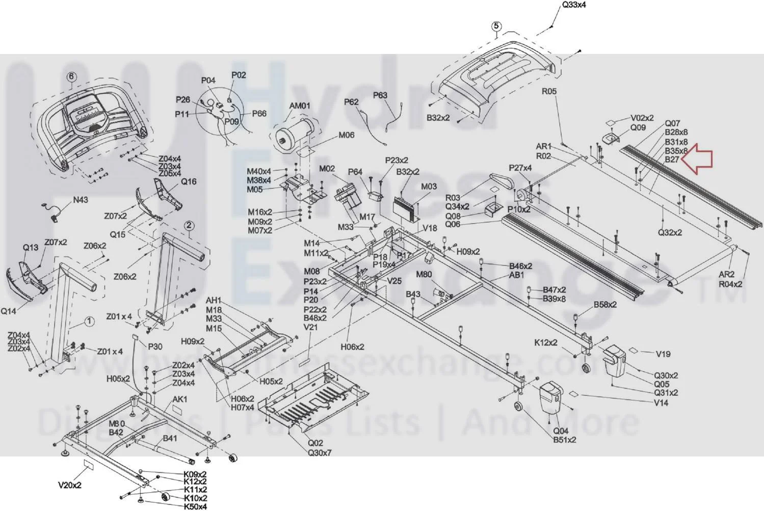 Horizon Fitness Treadmill Running Deck 1000455559 - Image 2