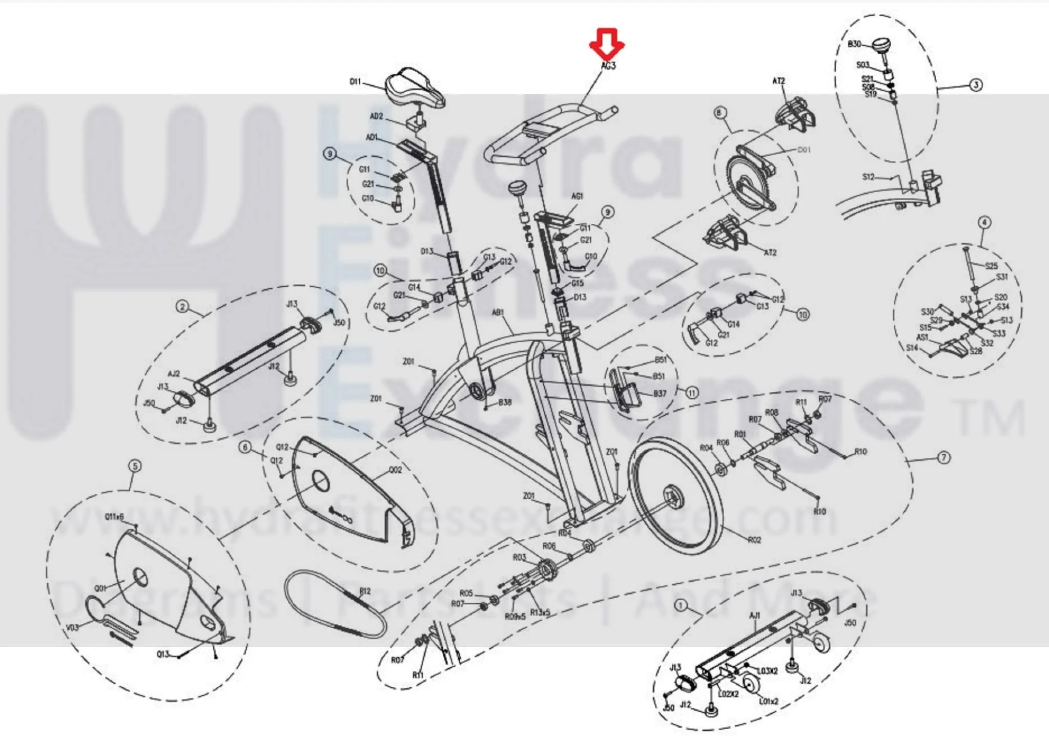 Horizon Matrix Fitness P8000 G3-PL70P Stationary Bike Handlebar Set 093775 - Image 2