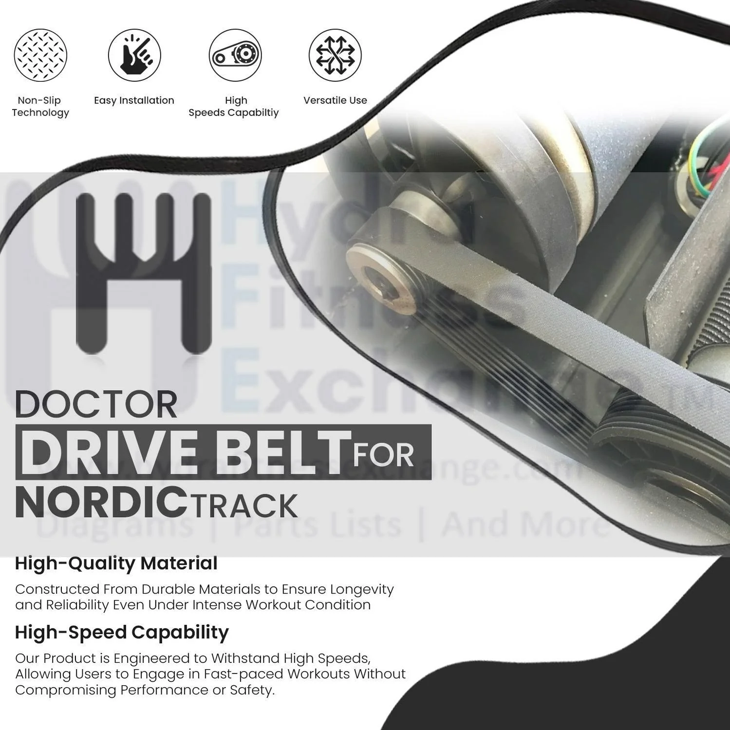 Horizon Merit Fitness Matrix Retail Elliptical Pulley Drive Belt 39" 8 Ribs 004177-A - Image 3