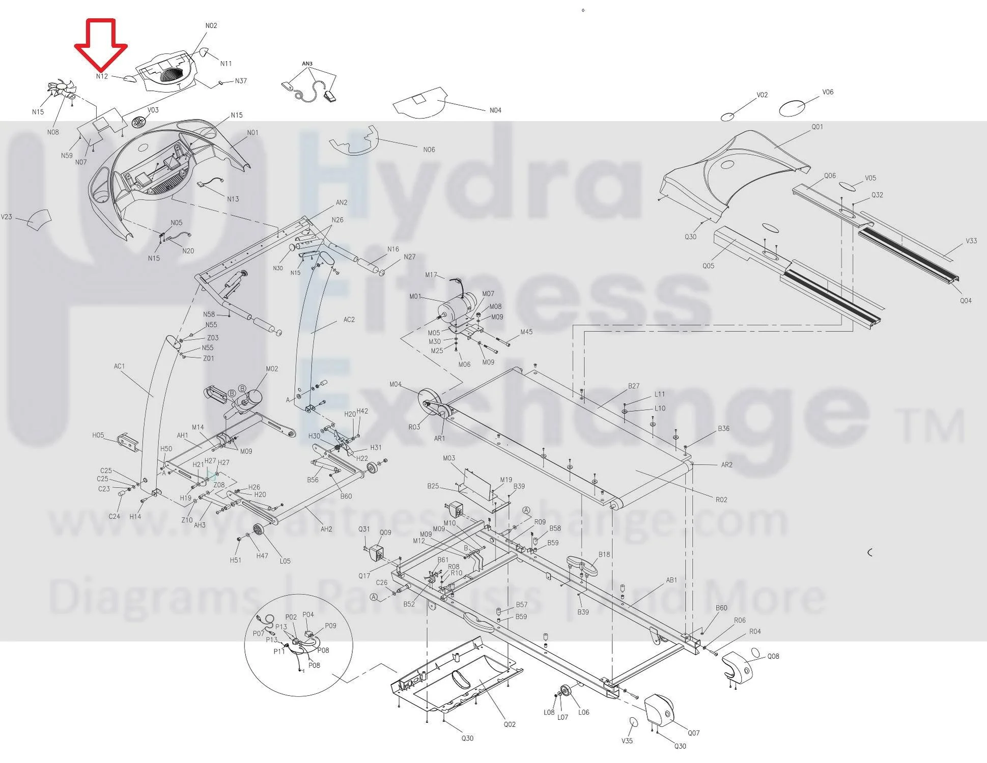 Horizon Smooth Fitness TM114 TM115 TM158 TM159 TM113B Treadmill Left Elevation Membrane 003583-A - Image 3