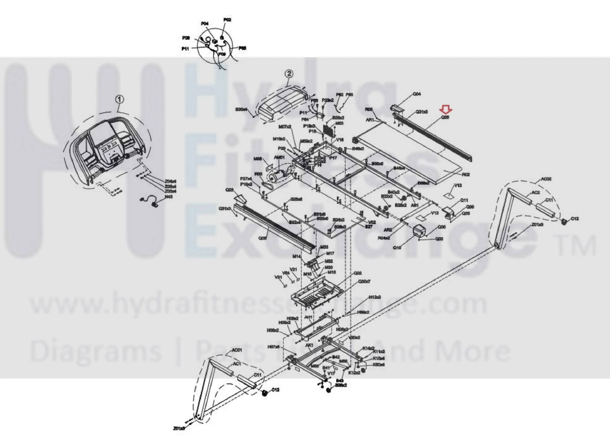 Horizon T101-07 - TM1020 Fitness Treadmill Right Side Rail Extra Work 1000461435 - Image 2