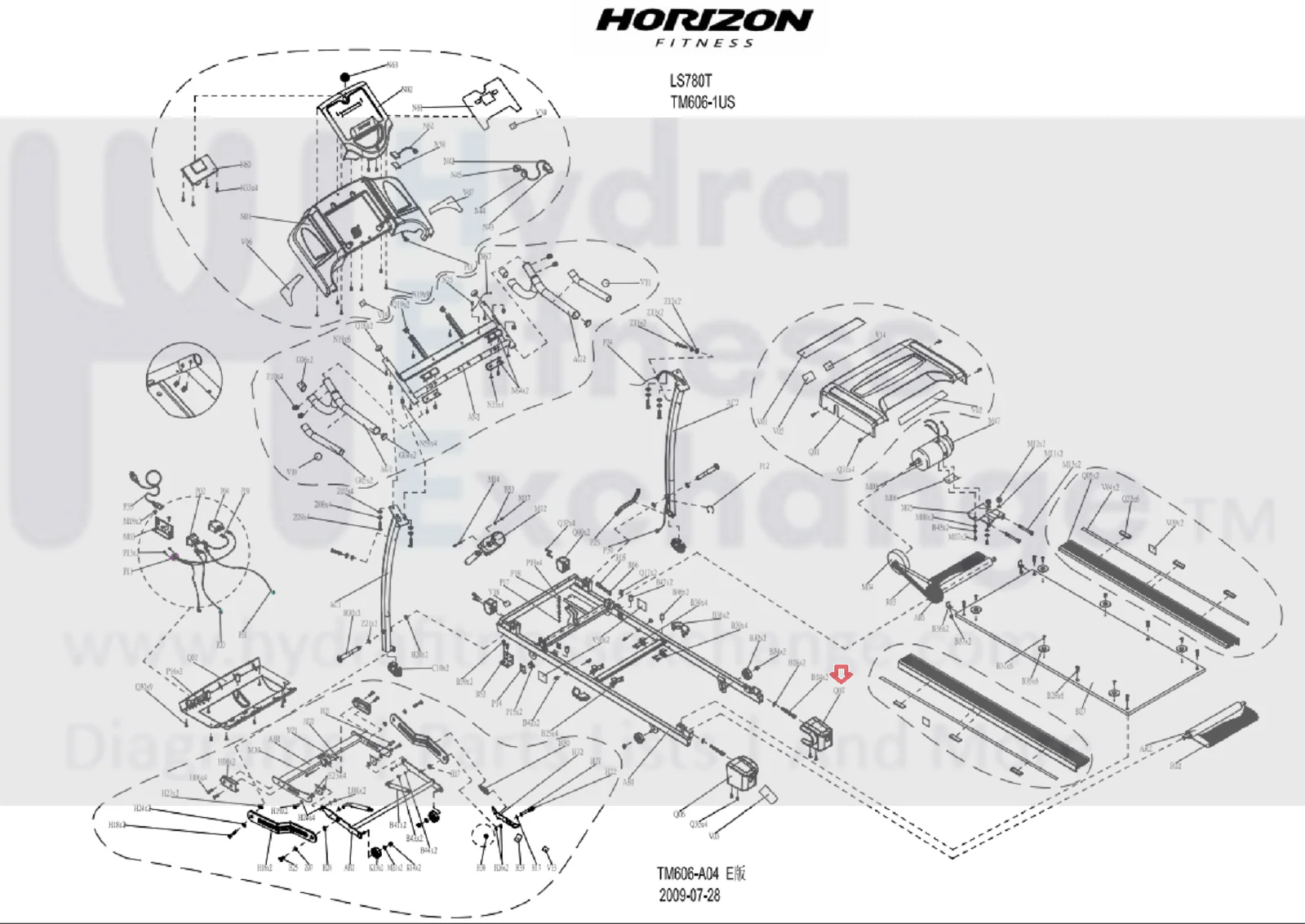 Horizon T7.6  LS760T LS780T Fitness Treadmill Left Rear Roller Cover 076299 - Image 3
