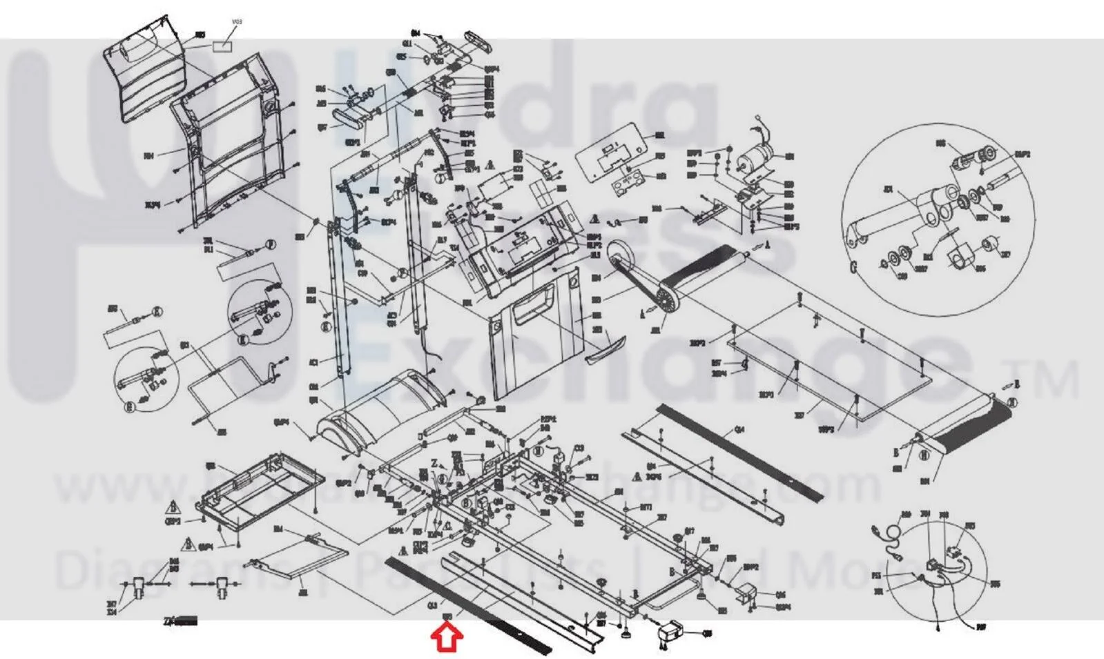 Horizon Tempo Fitness Treadmill Left Side Rail Set with Decal 085594 - Image 3