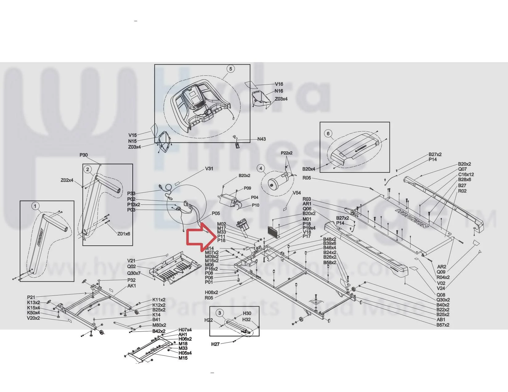Horizon Vision Advanced Fitness Group 3.3AT 5.3AT 7.3AT CT5.4 T101-04 T40-03 R2050 R40 Treadmill Button Head Screw M5X15 1000090322 - Image 3