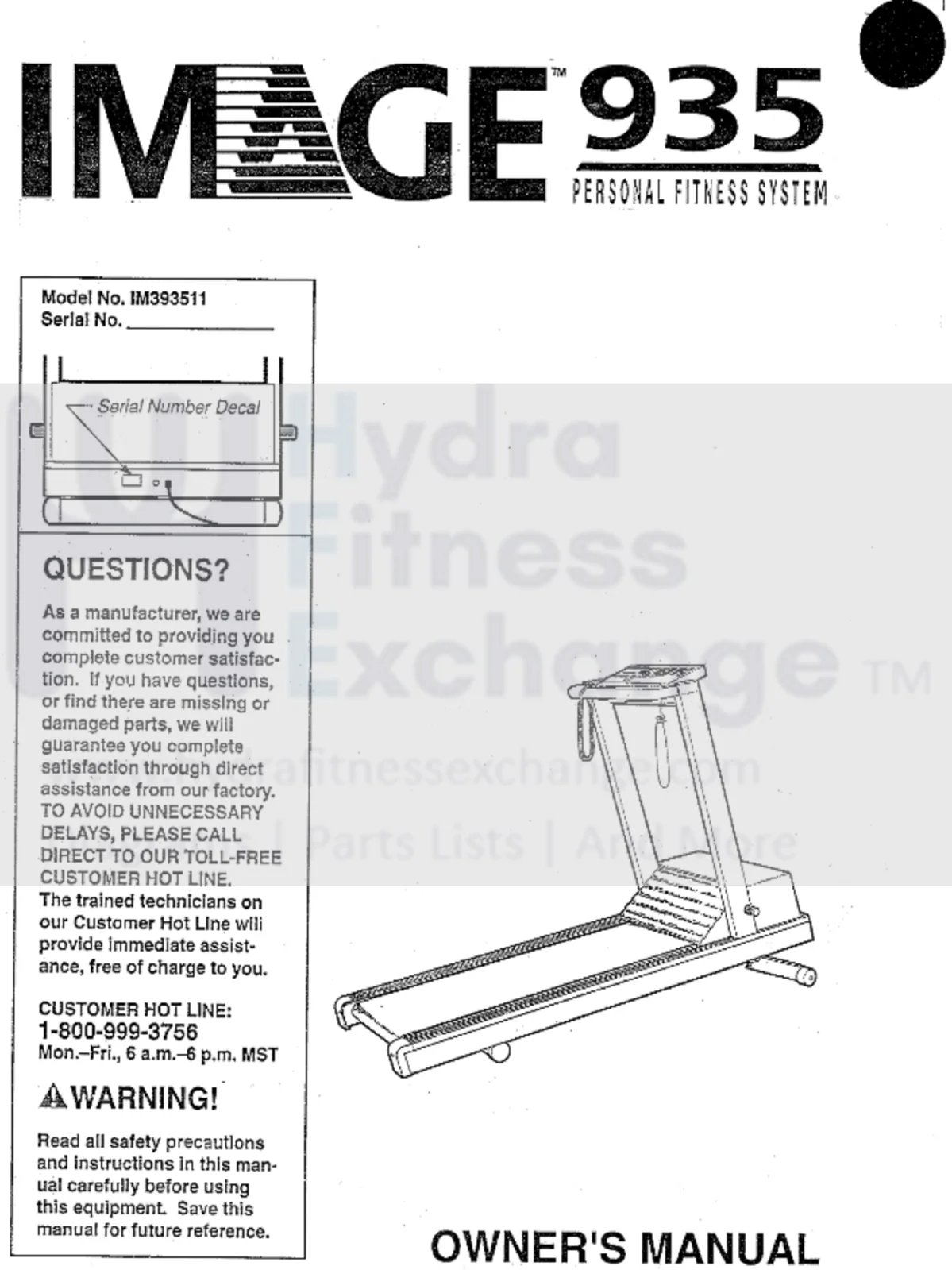 Image 935 Im393511 Im393512 Treadmill Owner Manual 118211
