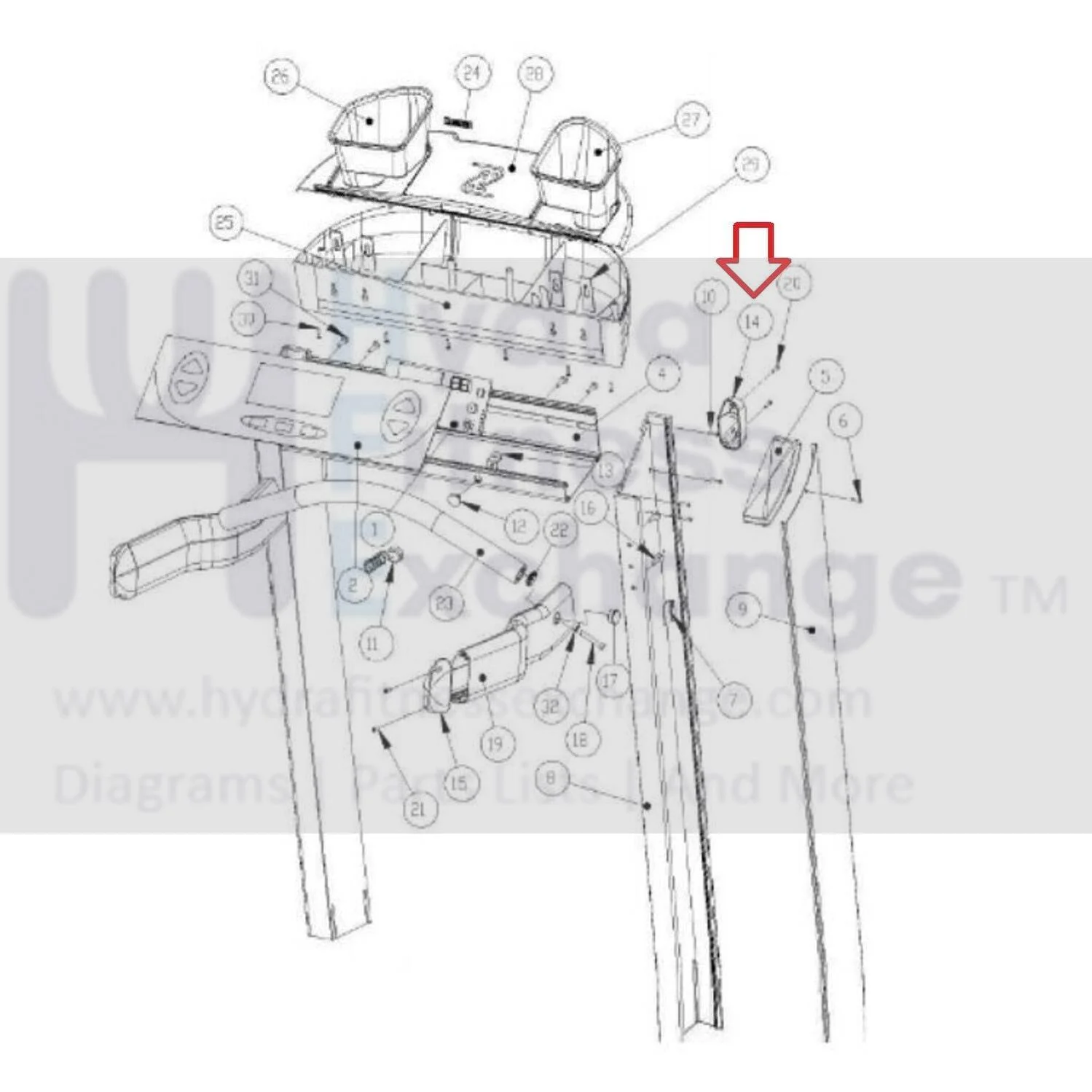 Landice 70 Series Treadmill Left Handrail End Cap 70582 - Image 2
