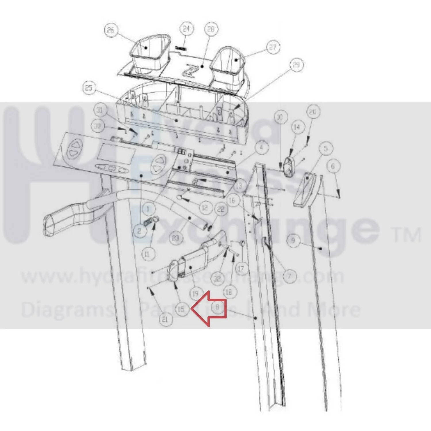 Landice 70 Series Treadmill Right Handrail Endcap 70581 - Image 2