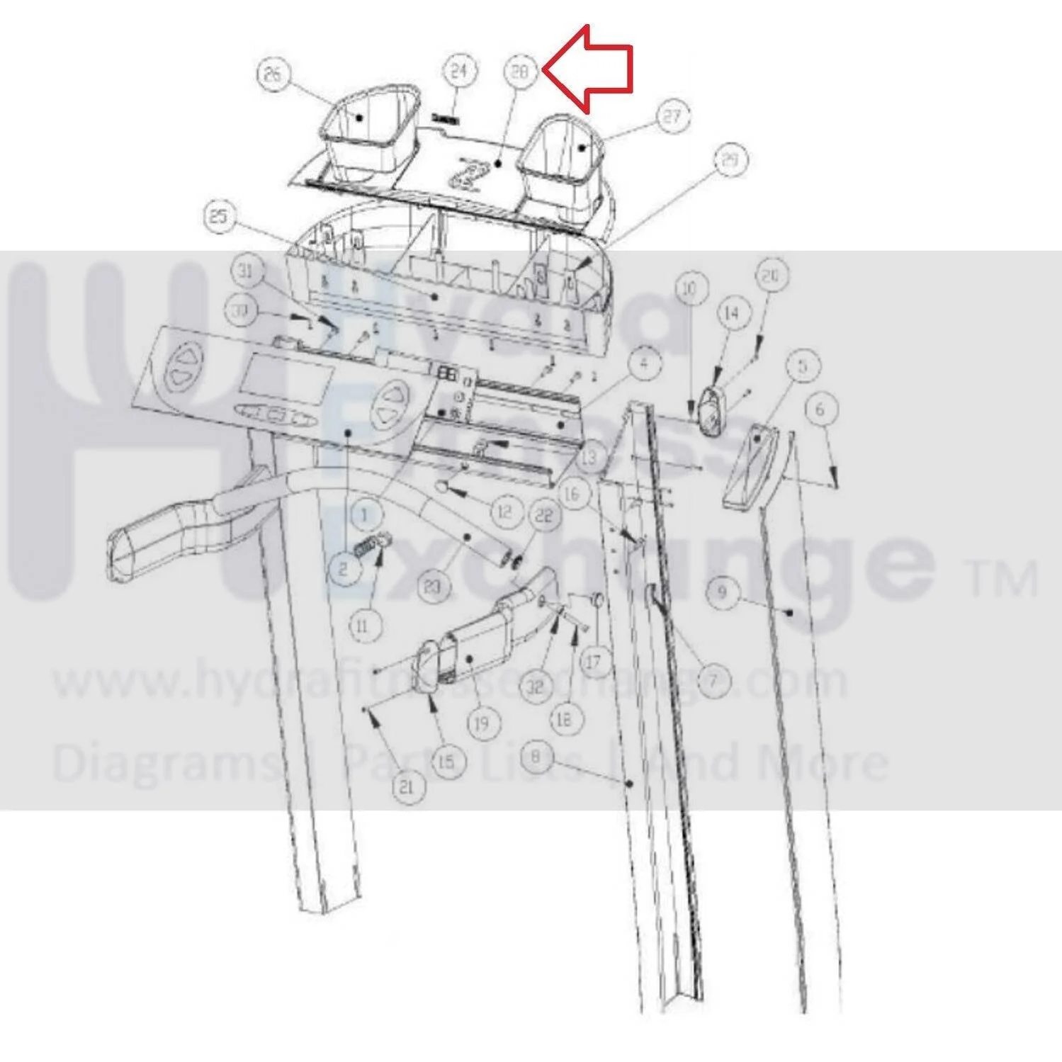 Landice Treadmill Console Cup Support Shroud Cover 70522-TOP - Image 3