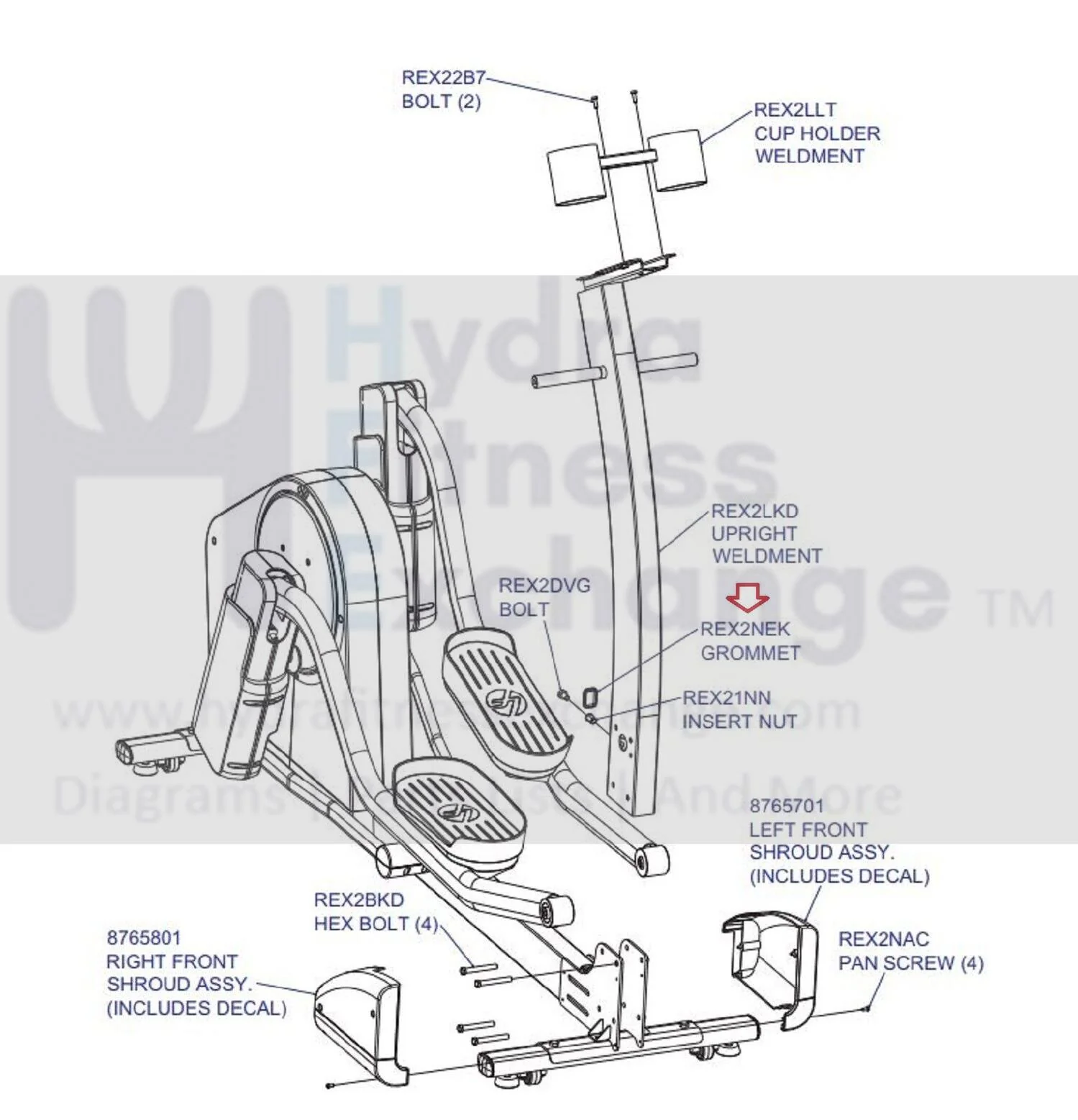 Life Fitness E5 X5 X7 X8 95PS Elliptical Grommet 38mm X 25mm REX2NEK - Image 2