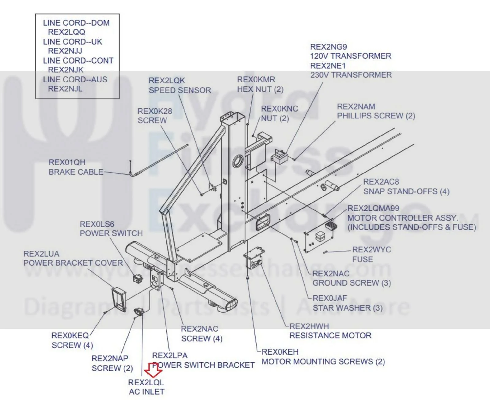 Life Fitness E5 X7 X8 Elliptical Power Entry Socket Input Module REX2LQL - Image 2