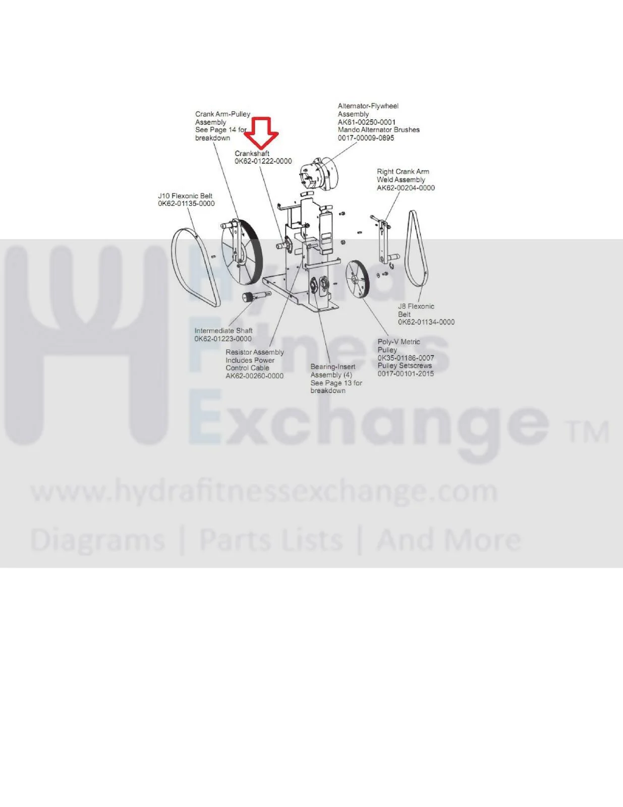 Life Fitness Elliptical Crank Shaft 0K62-01222-0001 - Image 2