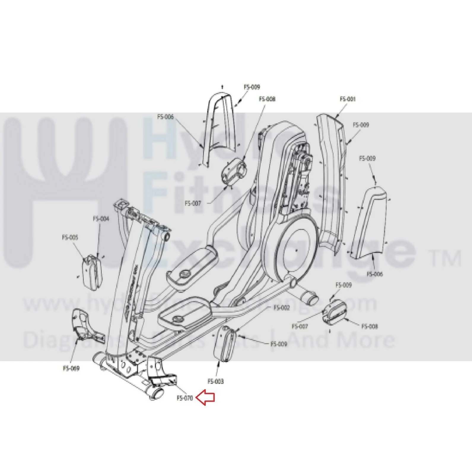 Life Fitness Elliptical Left Front Elbow Cover Sub Assembly AK69-00124-2401 - Image 3