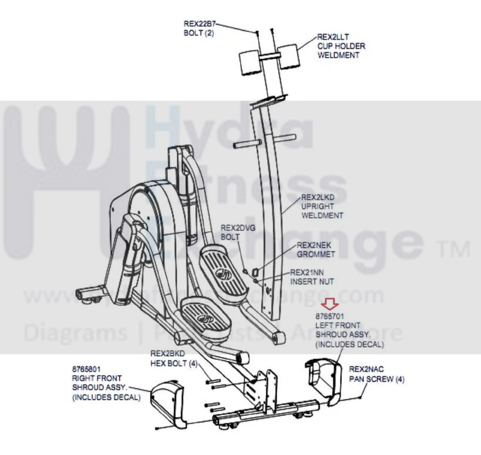 Used Life Fitness Elliptical Left Front Shroud Service Assembly MFR-8232801 8765701 - Image 4
