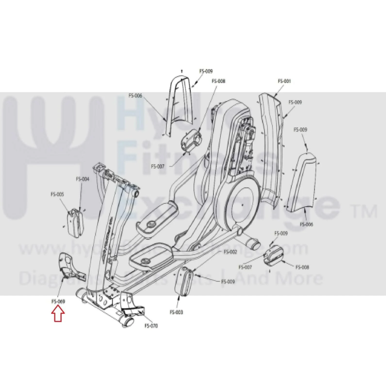 Life Fitness Elliptical Right Front Elbow Cover Sub Assembly AK69-00124-2400 - Image 3