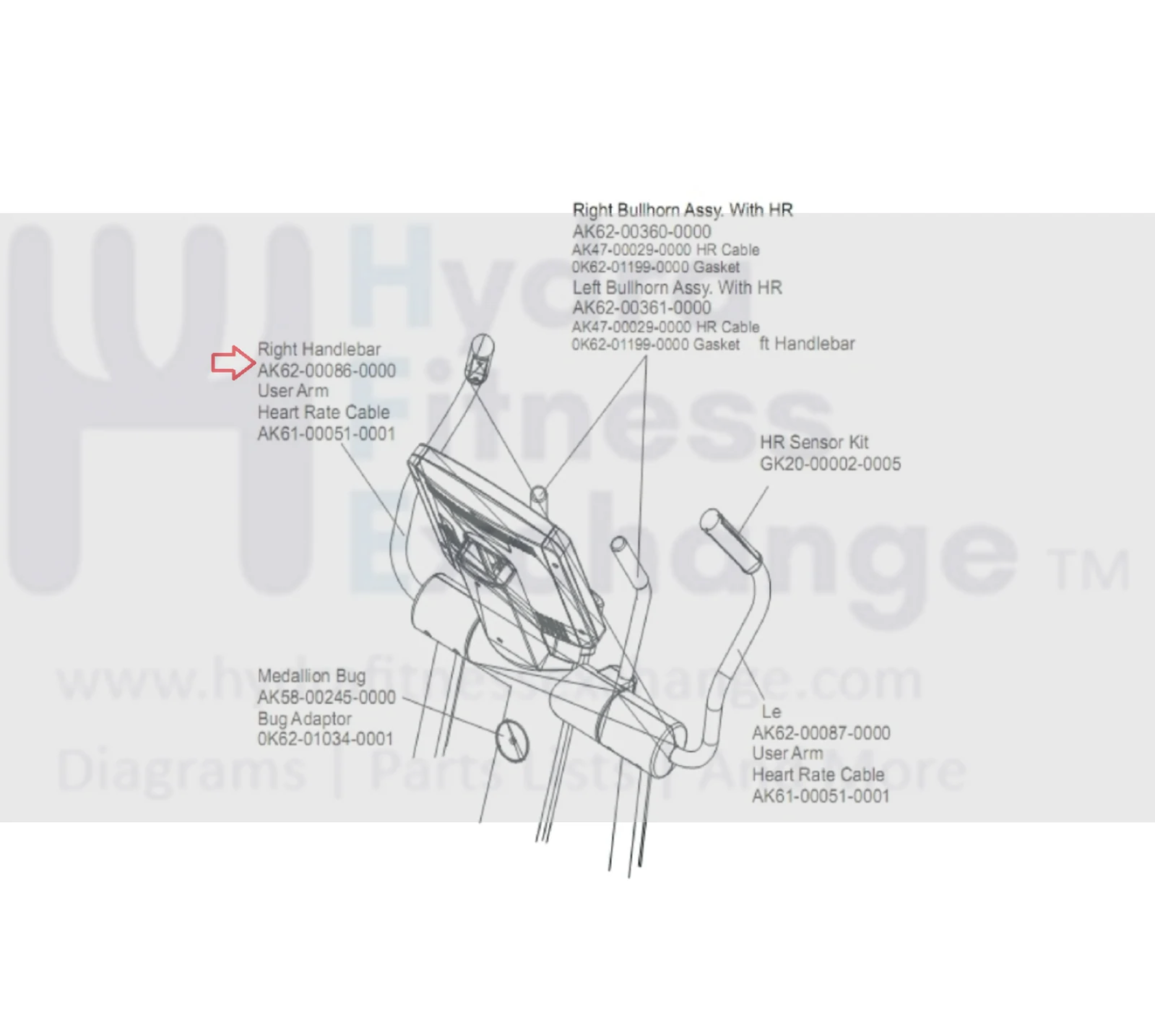 Life Fitness Elliptical Right Handlebar Assembly AK62-00086-0000 - Image 3