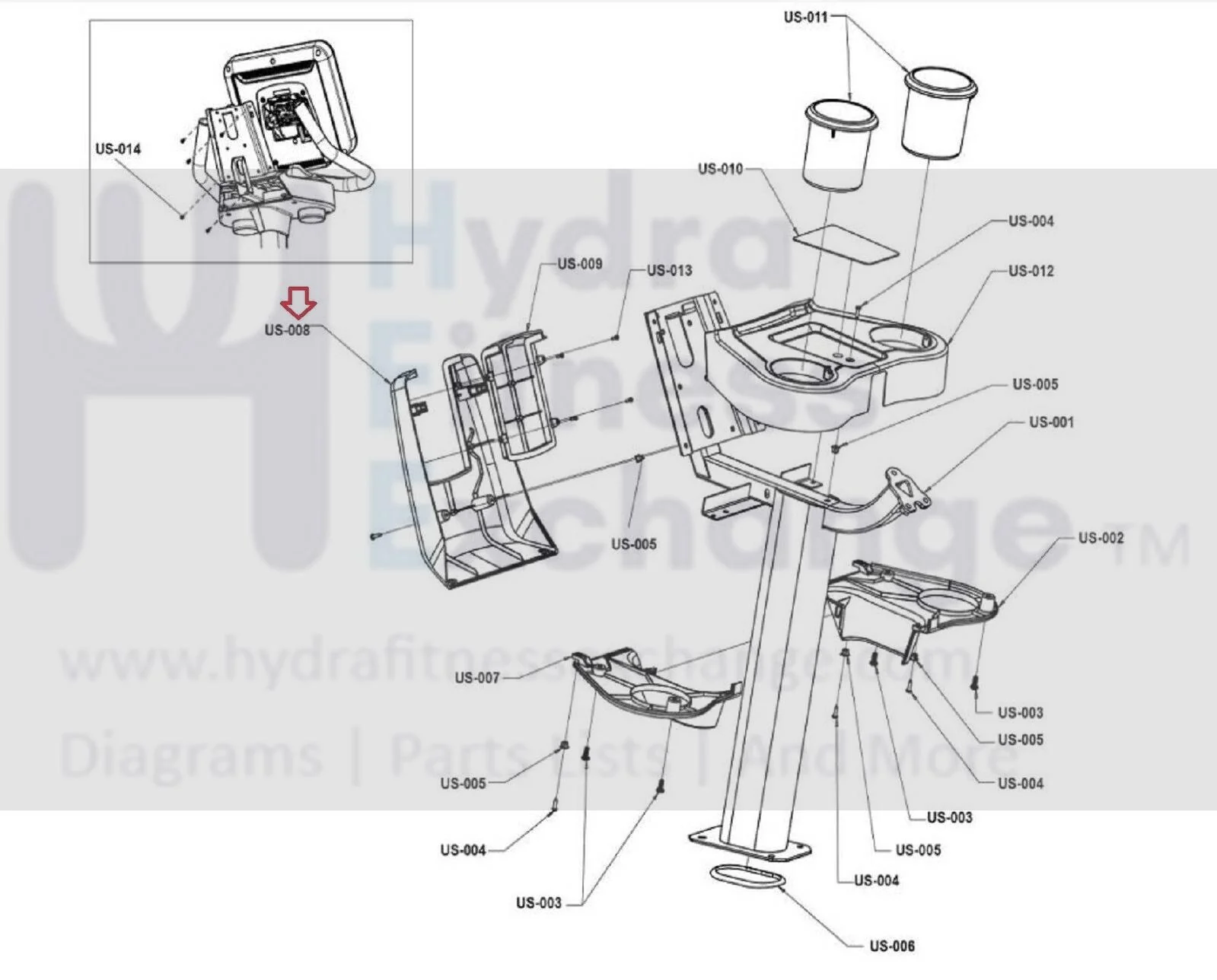 Life Fitness Integrity Upright Bike Rear Console Cover Set 1001608-2400 - Image 3