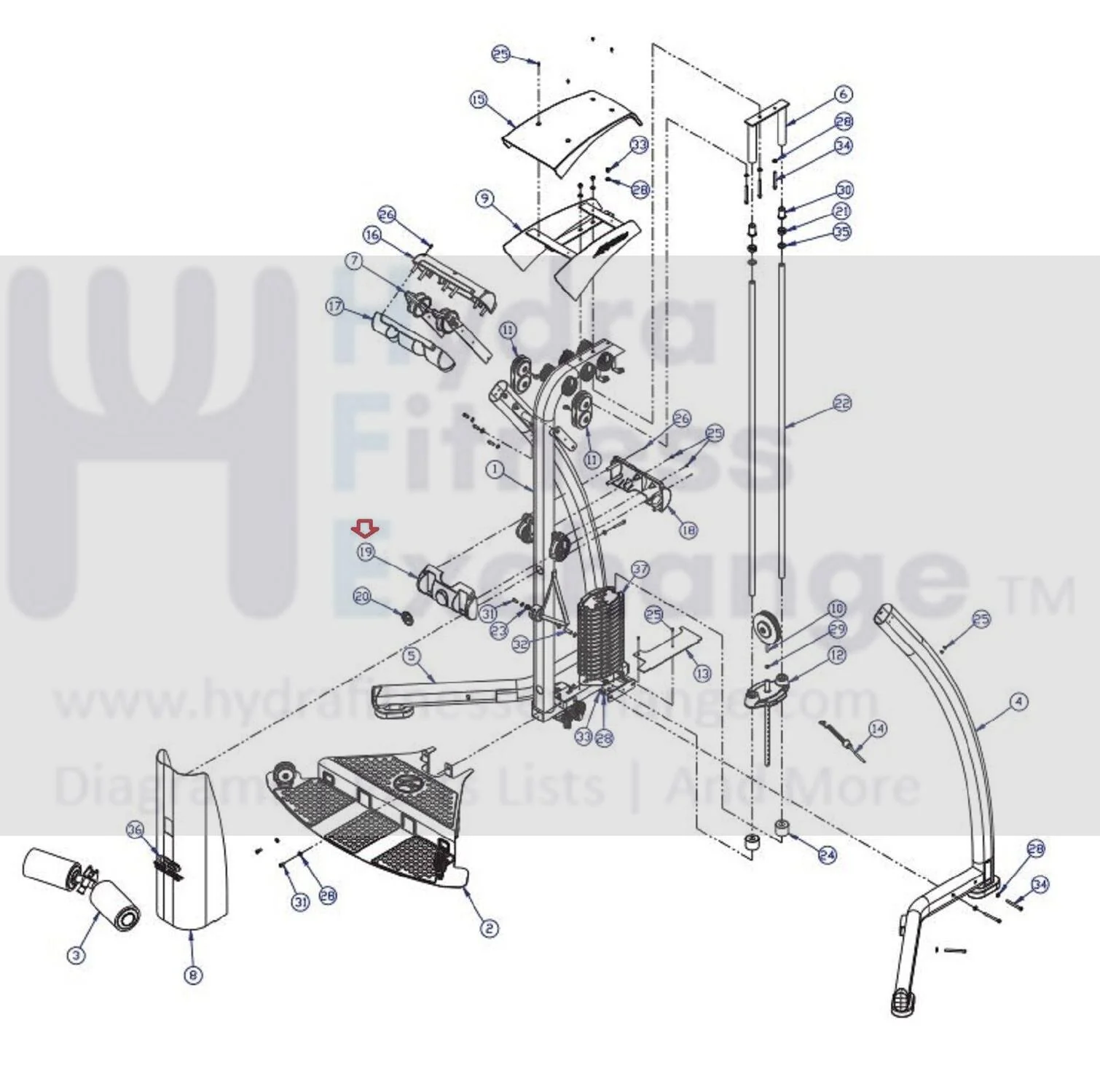 Life Fitness Parabody LFG5-101 - 001 G5 Home Gym Mid Front Cover LEA7755701 - Image 4