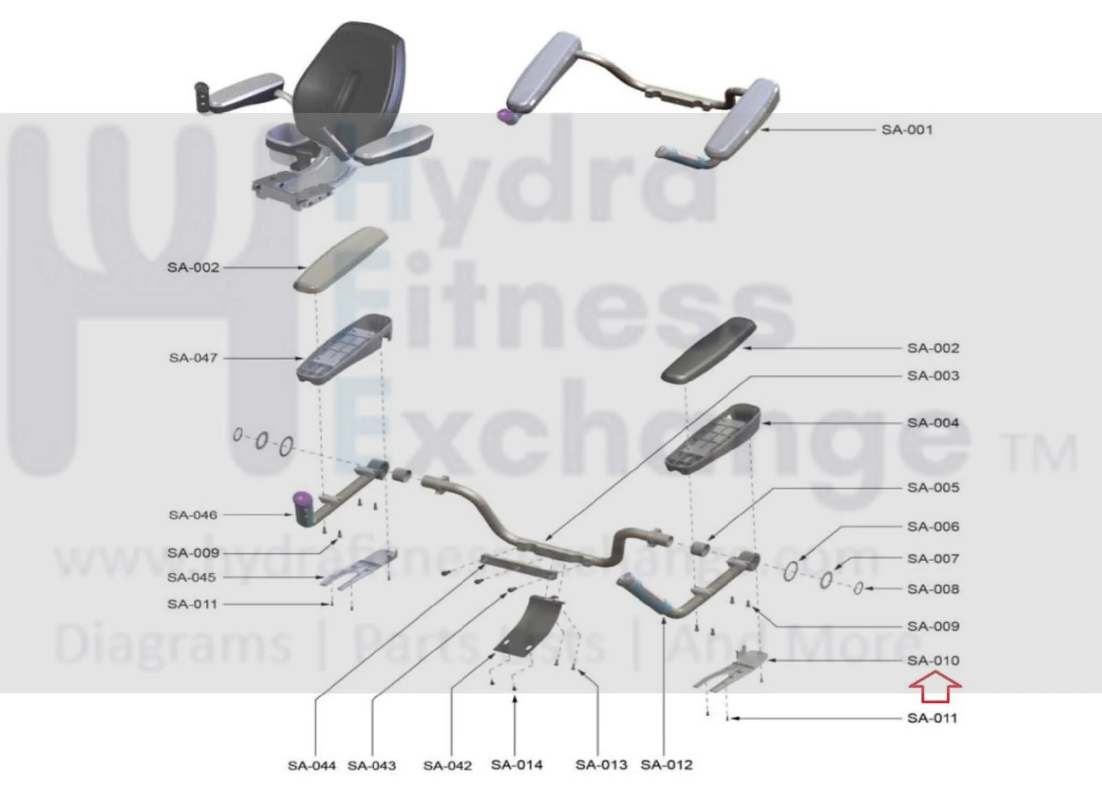 Life Fitness PCSR 95R Recumbent Bike Left Bottom Arm Rest Shroud 0K66-01161-0000 - Image 2
