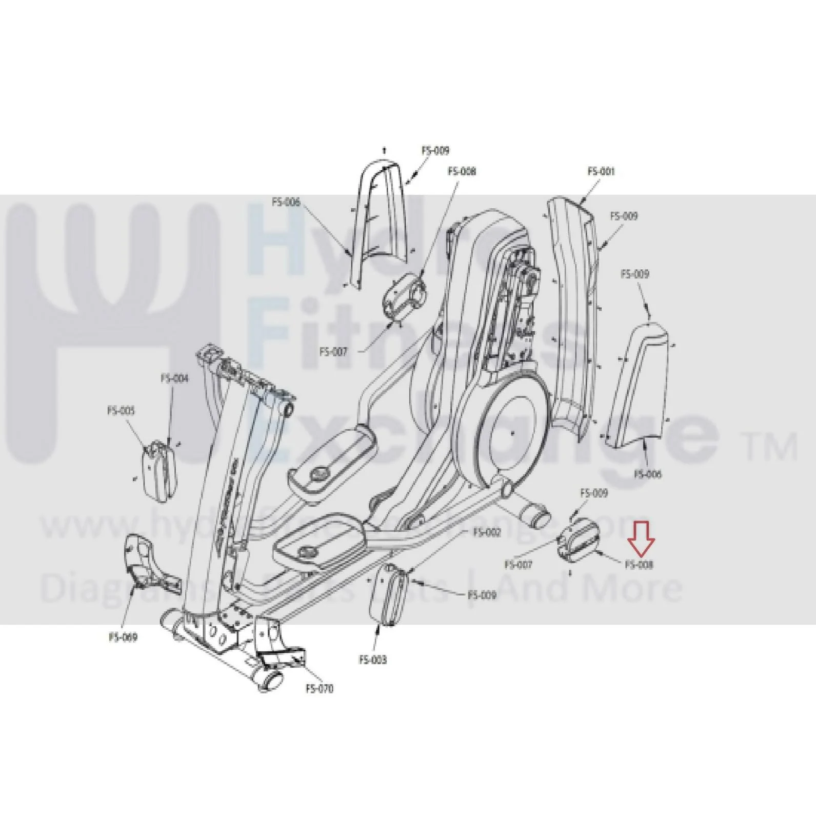 Life Fitness Rear Bottom Clevis Cover 0K69-01131-2400 for 95X Elliptical - Image 3