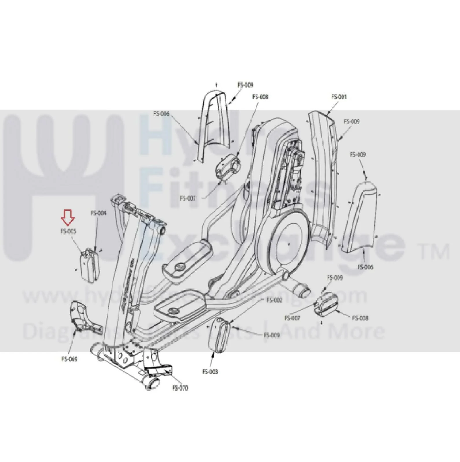 Life Fitness Right Inside Clevis Cover 0K69-01115-2400 for 95X Elliptical - Image 3