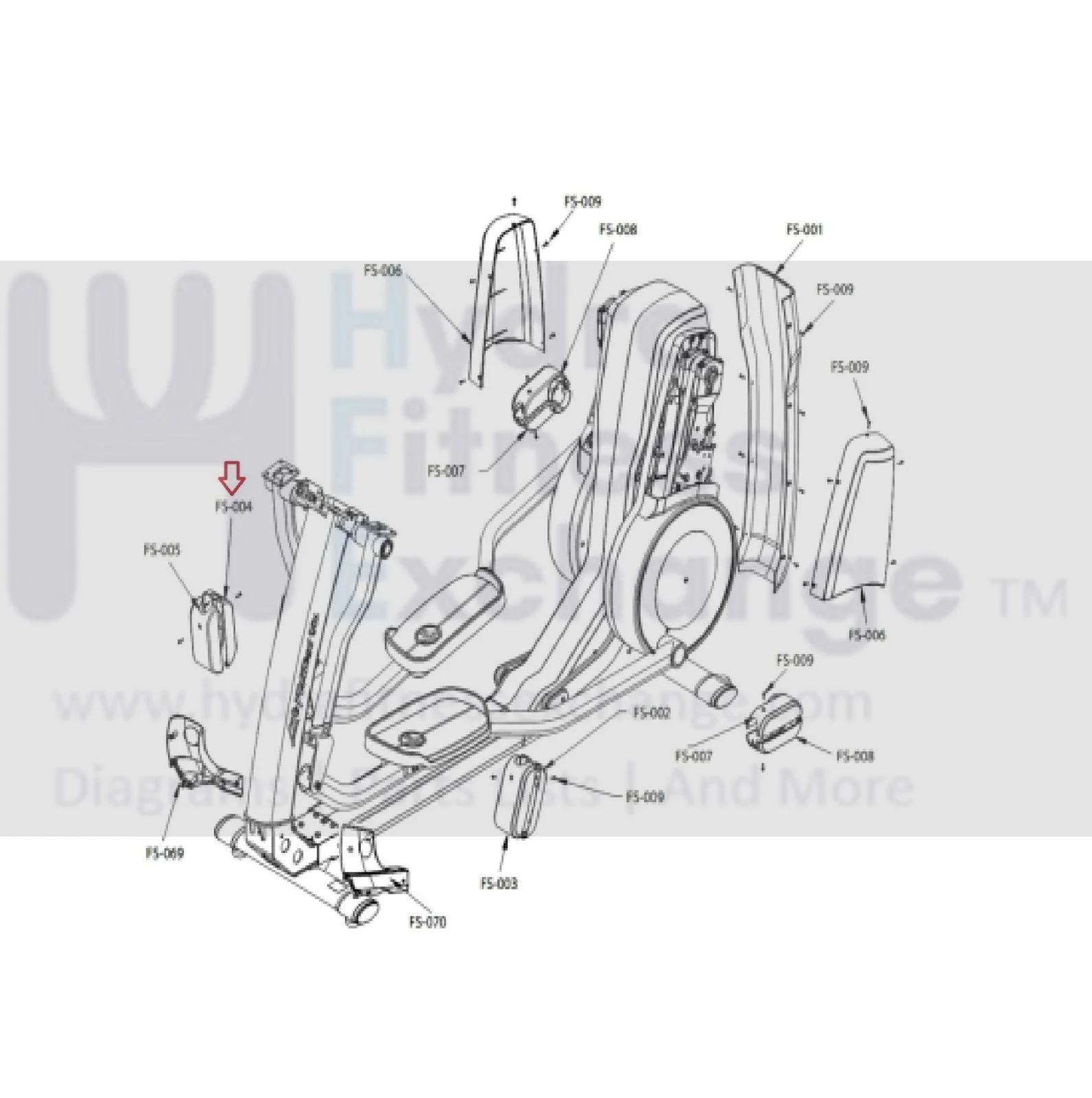 Life Fitness Right Inside Clevis Cover 0K69-01115-2400 for 95X Elliptical - Image 3