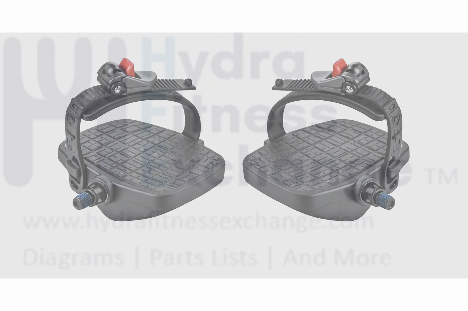 Life Fitness Stationary Bike L & R Foot Pedal Pair W/Straps Spindle 9/16" - Image 2
