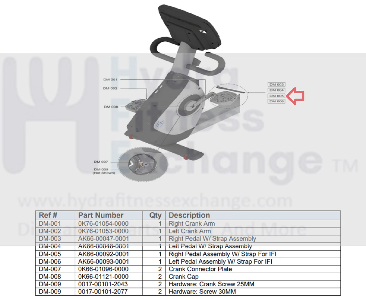 Life Fitness Stationary Bike Right Pedal Assembly W/ Strap AK66-00092-0001 - Image 2