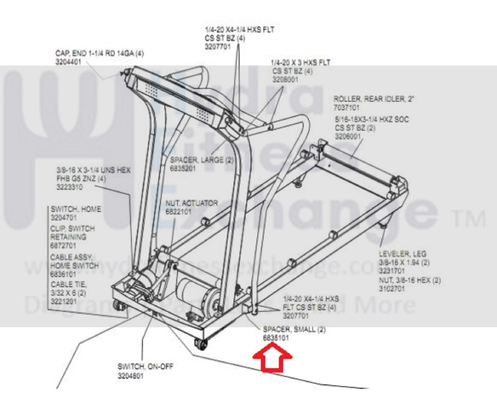 Life Fitness T3 Treadmill Frame Small Spacer 6835101 - Image 2