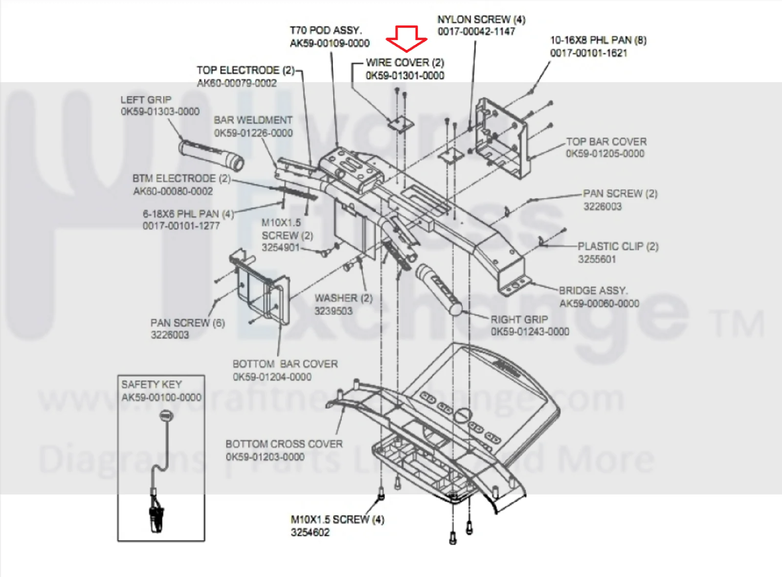 Life Fitness T7 - T70 Treadmill Wire Guide Cover 0K59-01301-0000 - Image 2