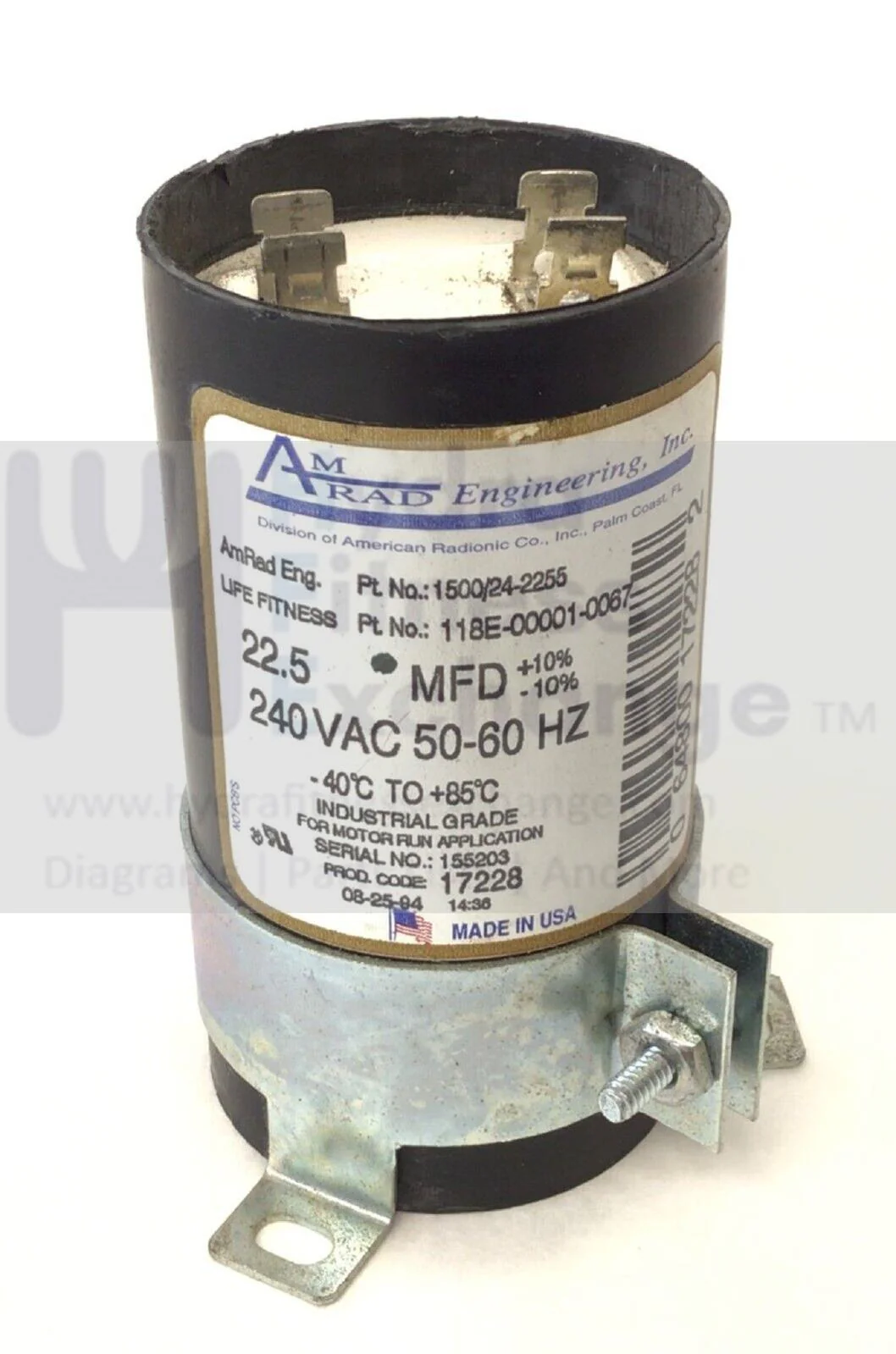 Life Fitness TR-5500HR TR5500 Treadmill Motor Run Capacitor 240V 118E-00001-0067