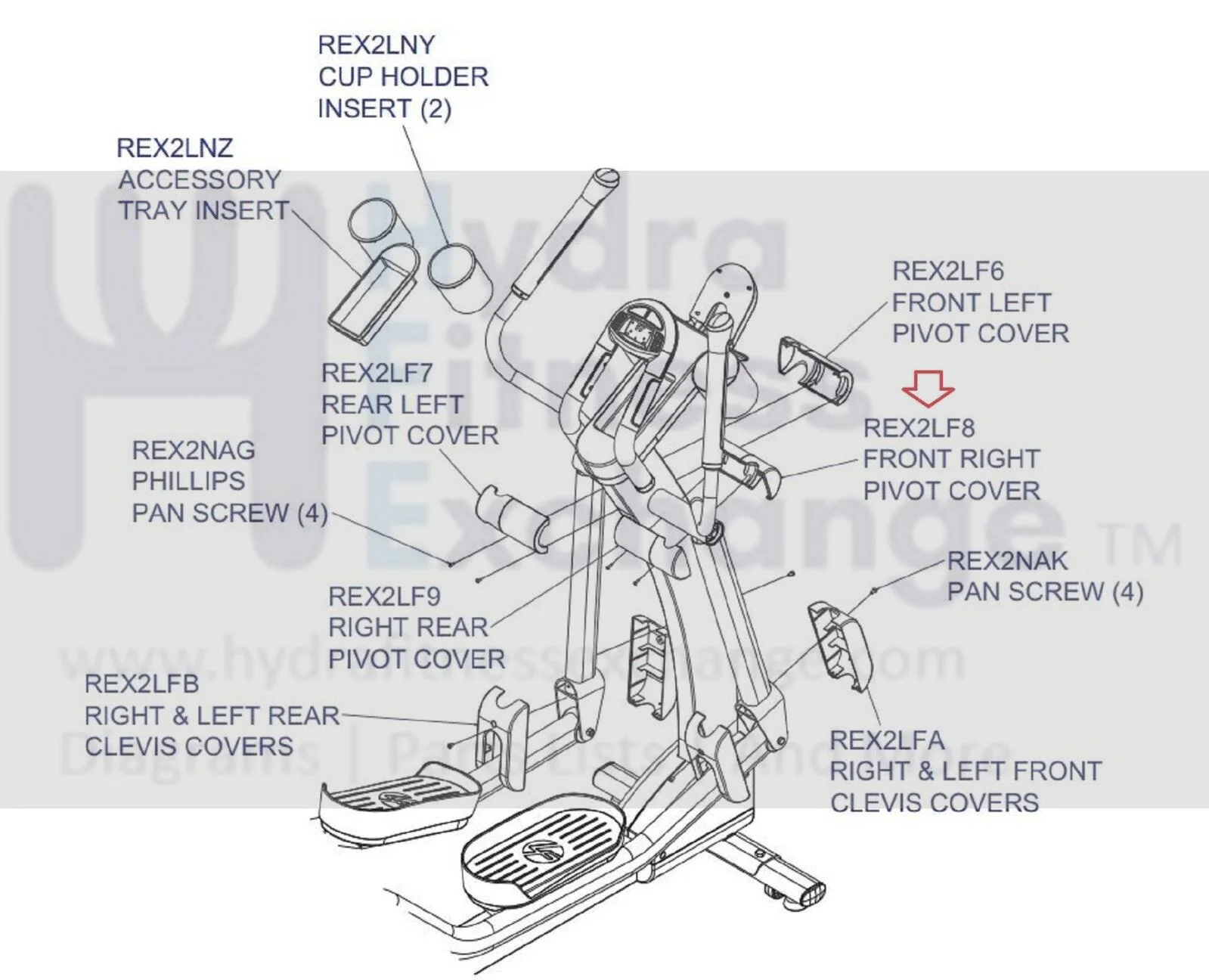 Used Life Fitness X5 X7 X8 Elliptical Right Front User Arm Cover MFR-8232201 REX2LF8 - Image 4