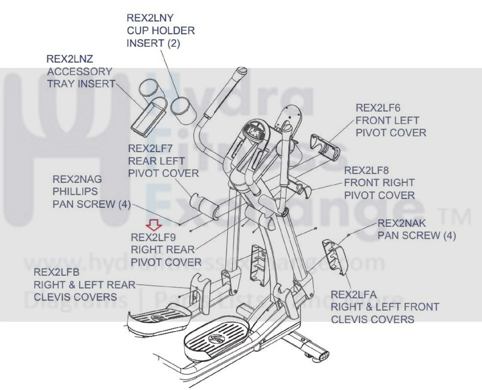 Life Fitness X5 X7 X8 Elliptical Right Rear User Arm Cover MFR-8232301 REX2LF9 - Image 4