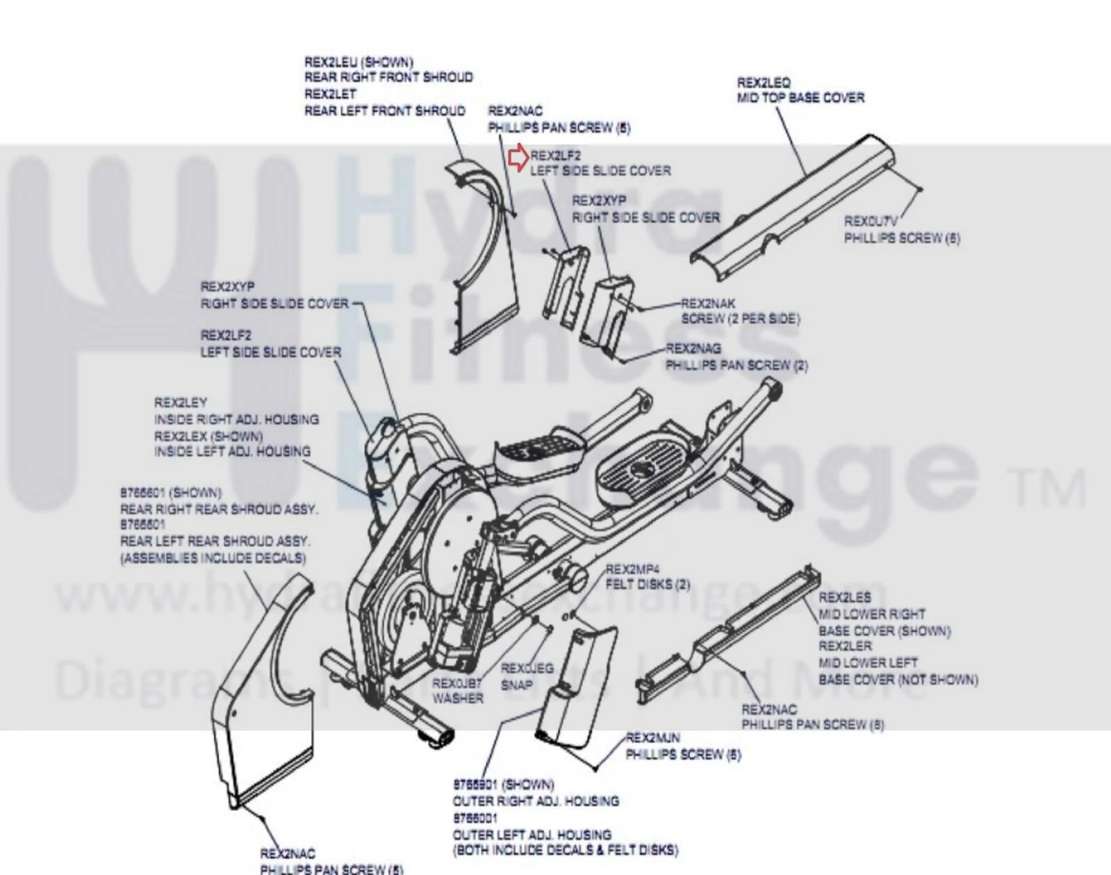 Used Life Fitness X7 X8 Elliptical Left Telescoping Shroud Cover MFR-8233801 REX2LF2 - Image 4