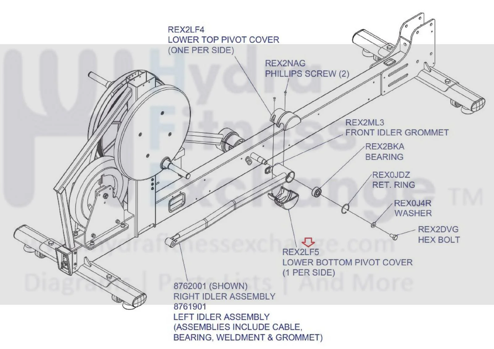 Used Life Fitness X7XX00-0103 X8XX00-0103 Elliptical Lower Bottom Pivot Cover REX2LF5 - Image 3