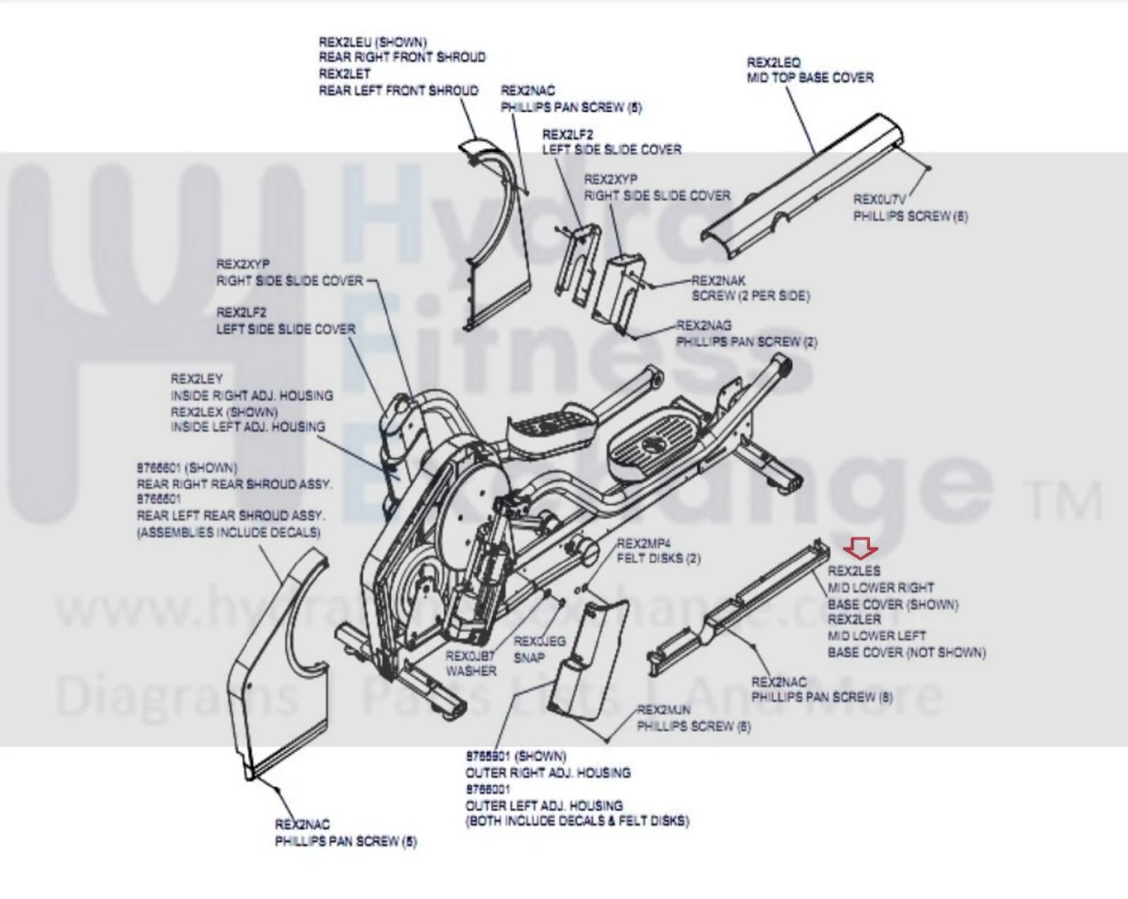 Life Fitness X8 X7 Elliptical Right Extrusion Cover MFR-8233101 REX2LES - Image 3
