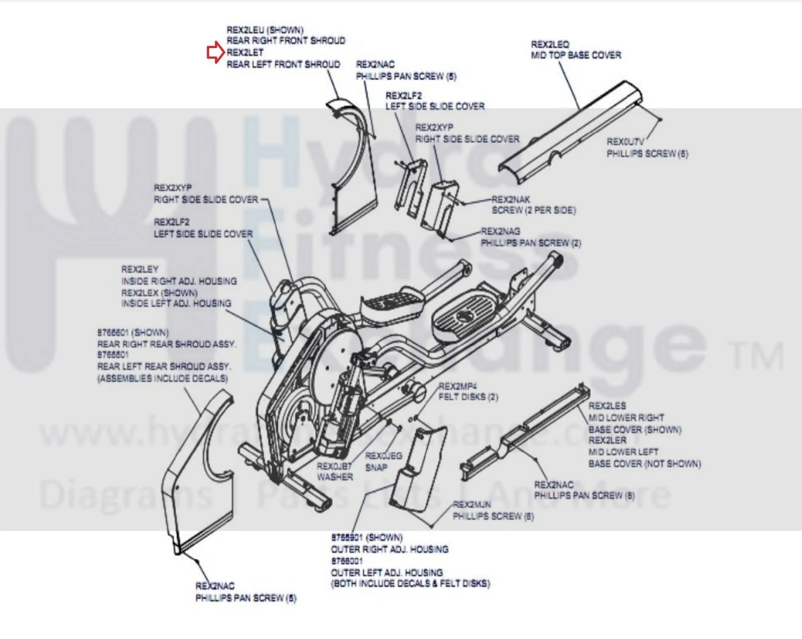 Used Life Fitness X8 X7 X5 Elliptical Left Rear Front Half Shroud MFR-8234301 REX2LET - Image 3