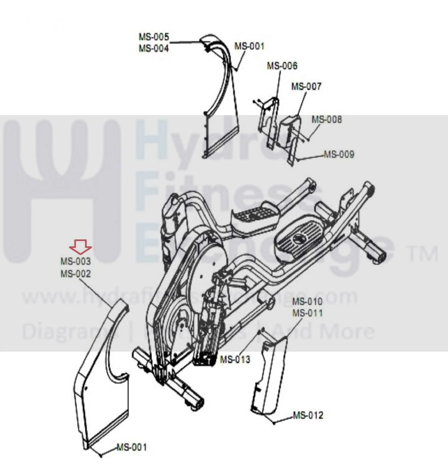 Used Life Fitness X8 X7 X5 Elliptical Left Rear Half Shroud MFR-8234201 REX2LEV - Image 3