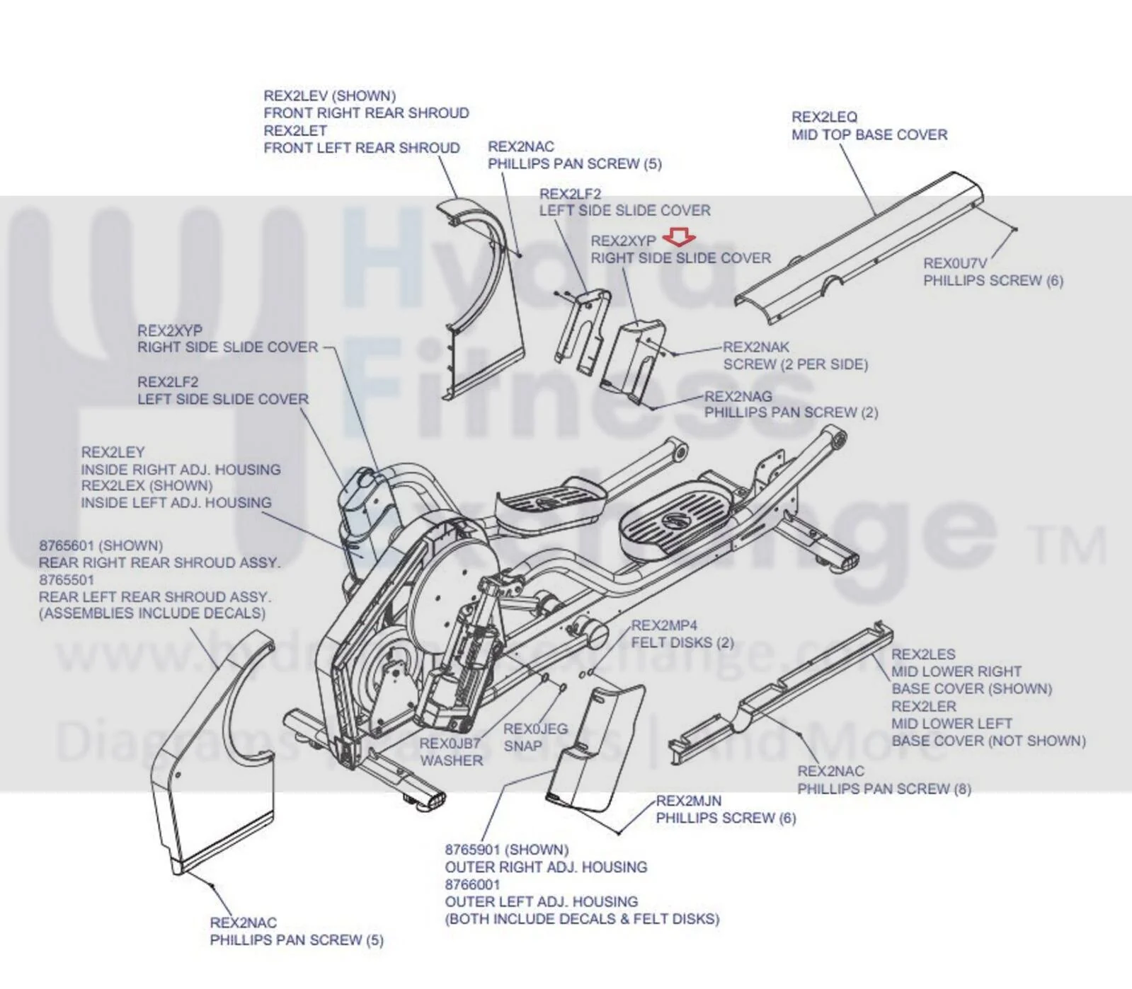 Used Life Fitness X8-XX00-XX0X-0103 Elliptical Right Telescoping Shroud Cover REX2XYP - Image 4