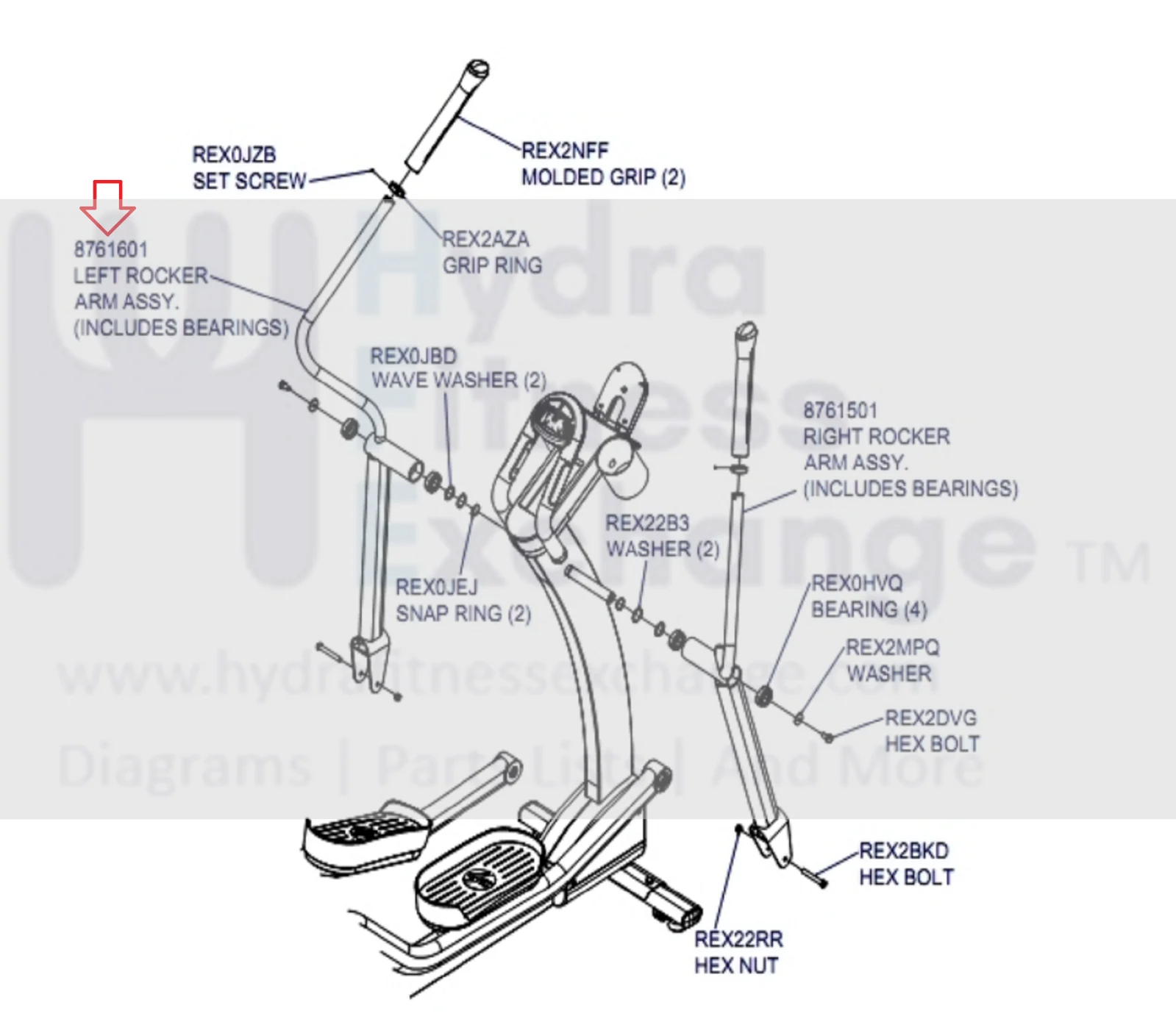 Life X8 X8-XX00-0103 X8-XX0X-0103 Elliptical Left Handlebar Assembly 8761601 - Image 2