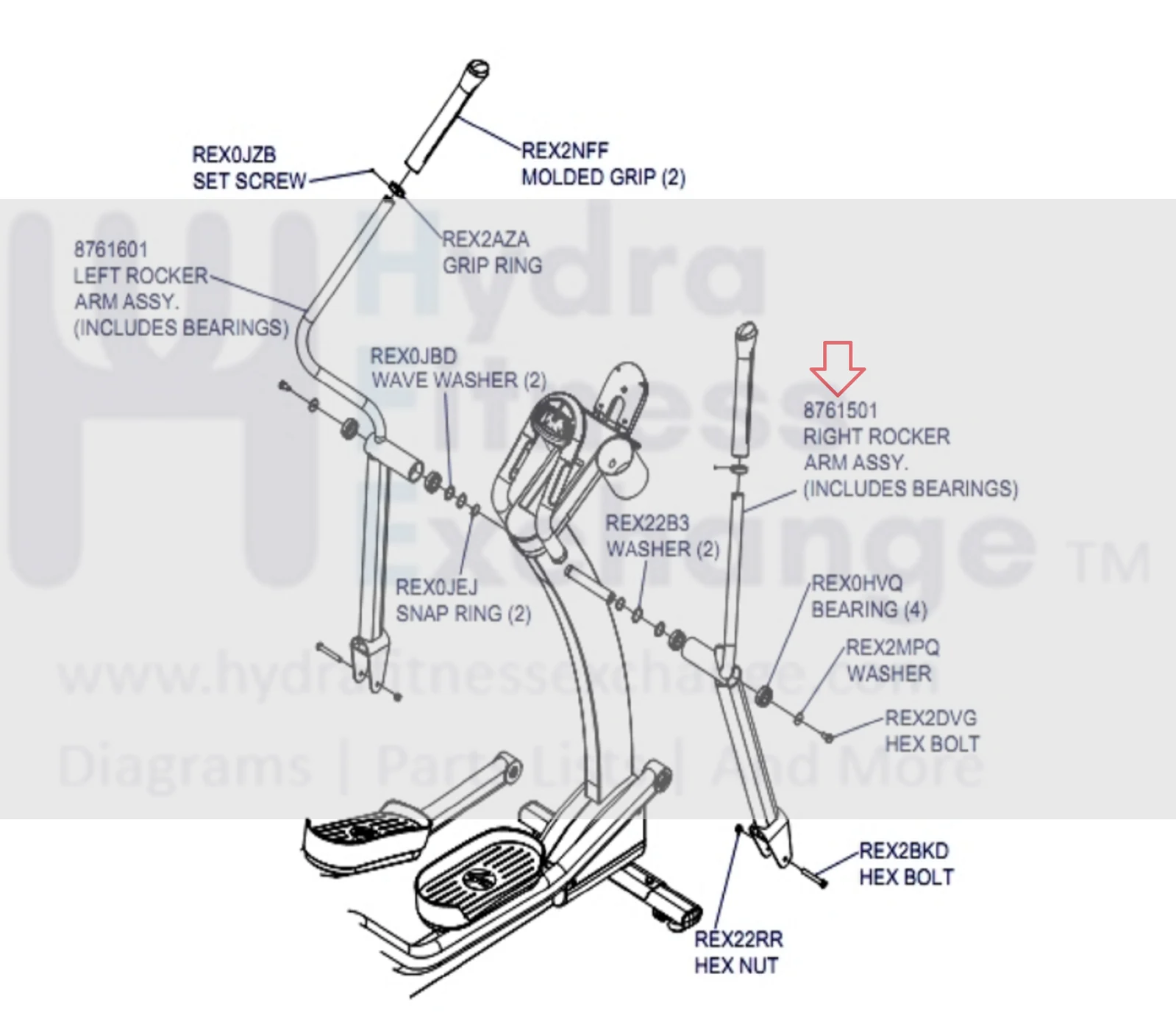 Life X8 X8-XX00-0103 X8-XX0X-0103 Elliptical Right Handlebar Assembly 8761501 - Image 2