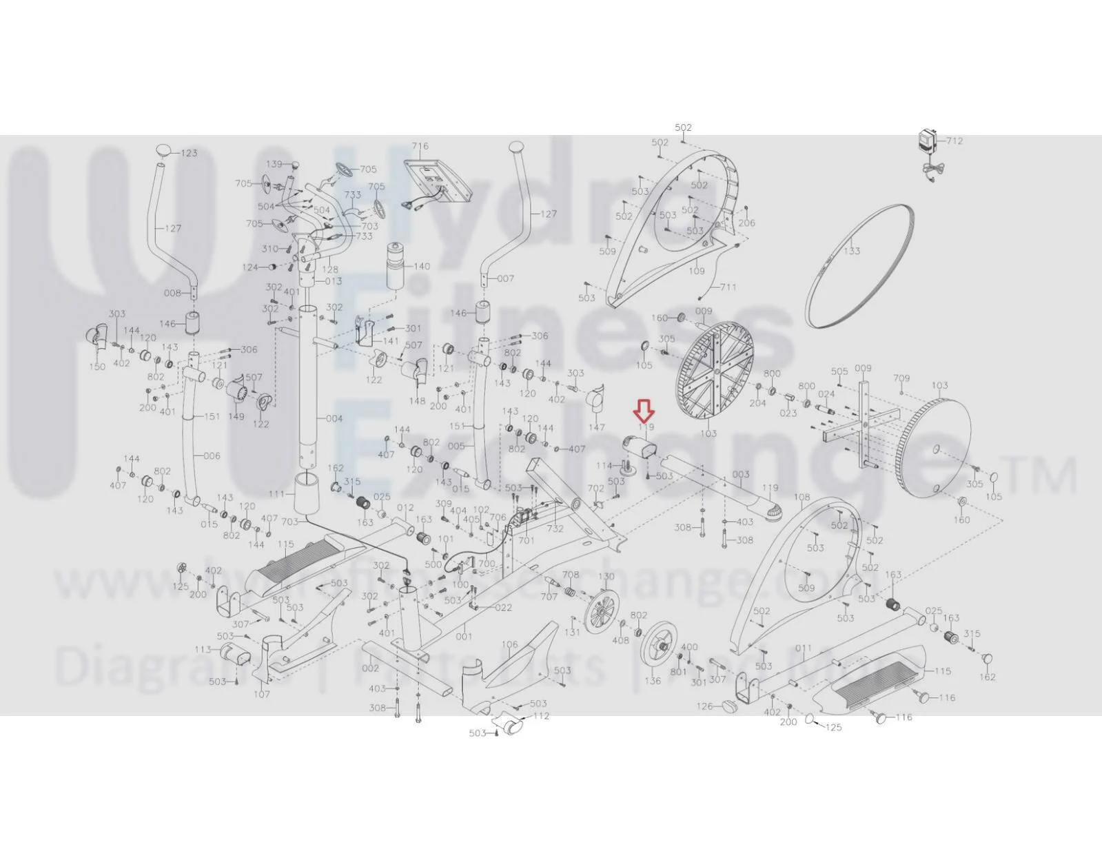 Lifecore LC985VG Elliptical Height Adjuster End Cap - Image 2