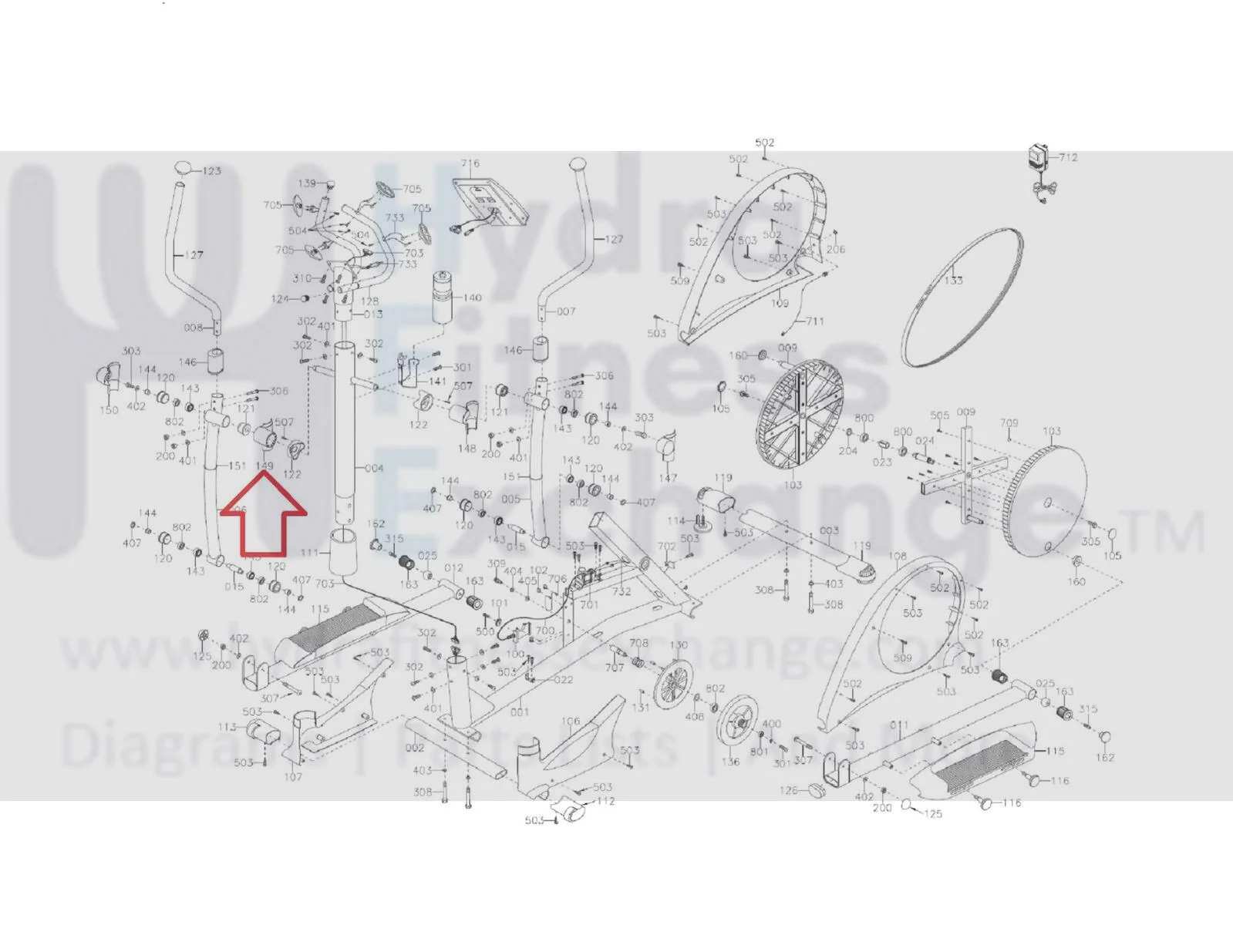 Lifecore LC985VG Elliptical Top Pivot Cover Inner Right Side - Image 2