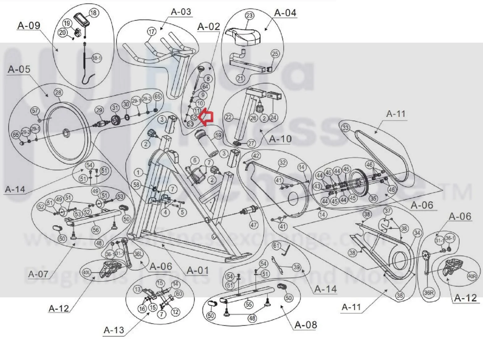 Horizon Fitness S3+ M4 LS5.9IC-C1 GR3 Indoor Cycle Stationary Bike Allen Nut M6 1000220531 - Image 2
