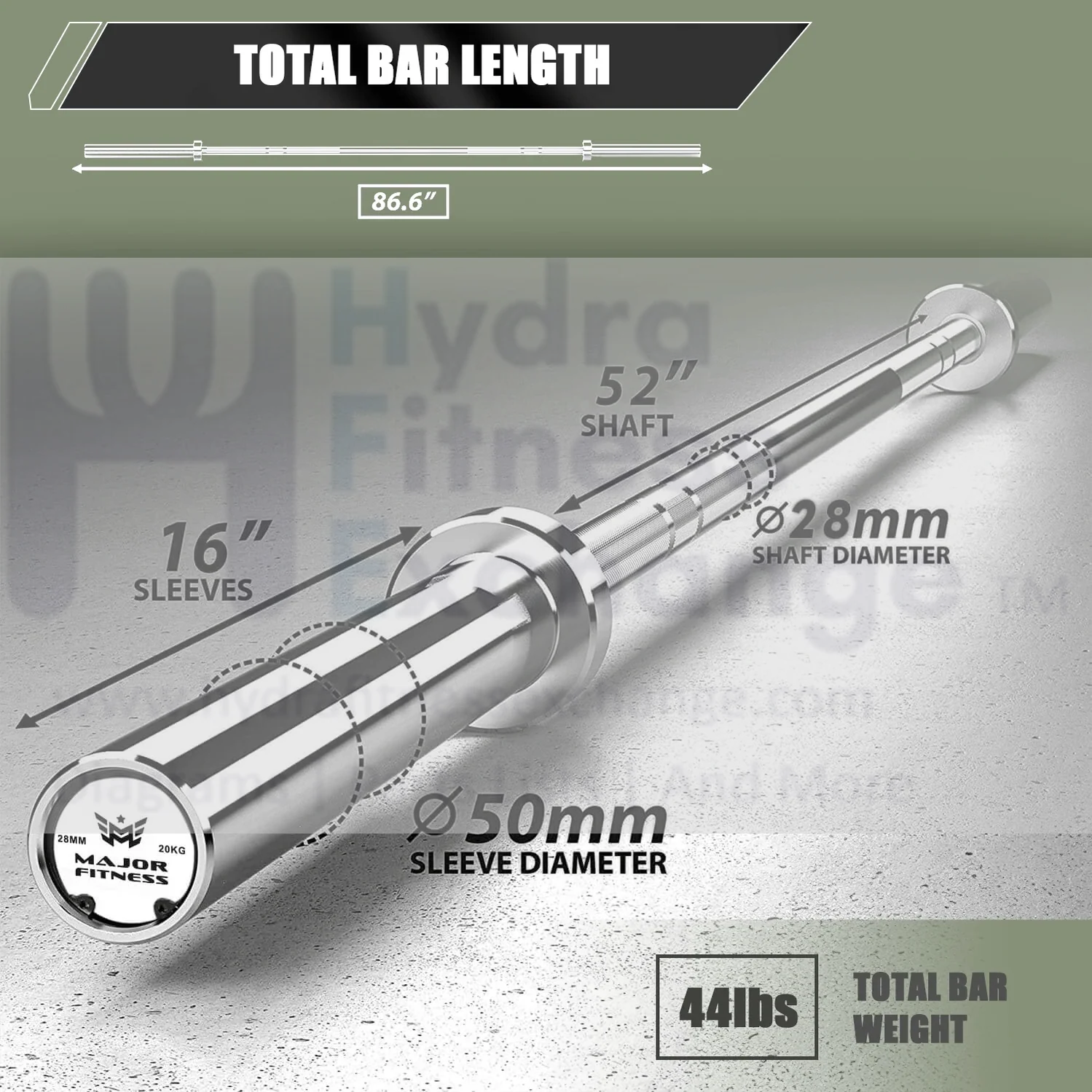Major Fitness 7ft 45LB 20kg Home Gym Barbell Silver - Image 2