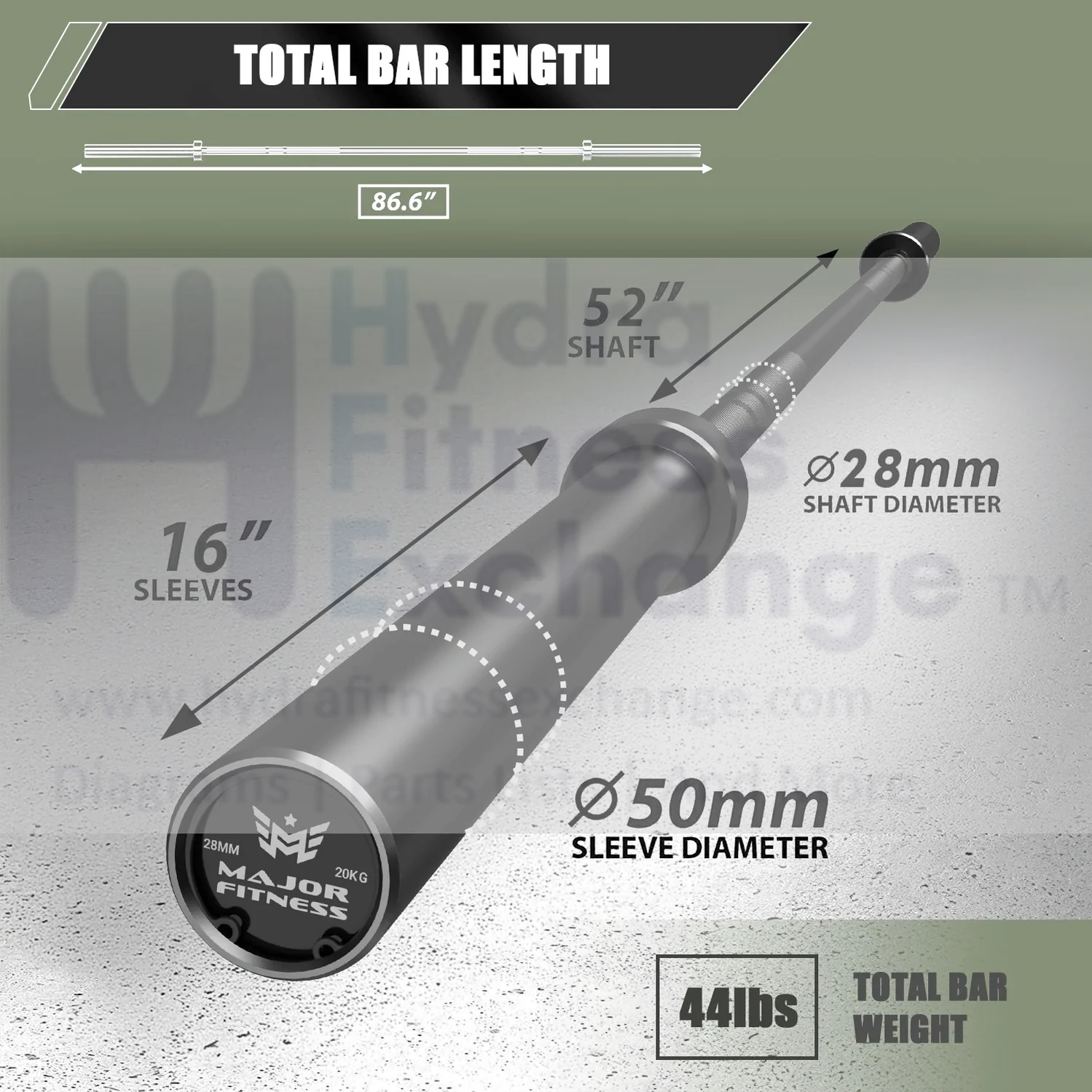 Major Fitness 7ft 45LB 20kg Home Gym Barbell Black - Image 2