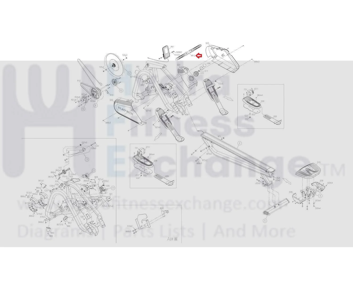 Matrix Commercial AR11 AR09 Rower Muffle Handle Grip Exreawork 1000353713 - Image 2